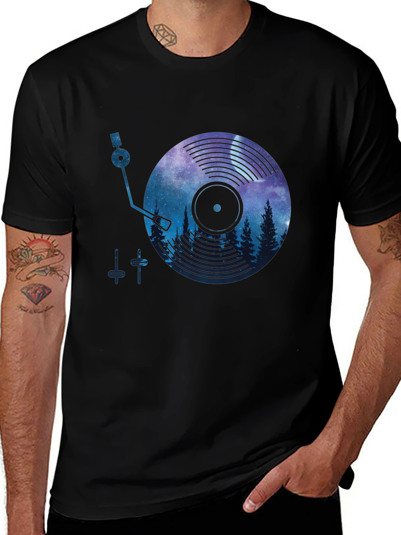 Variant 12 of Galaxy Vinyl Record Black T-Shirt