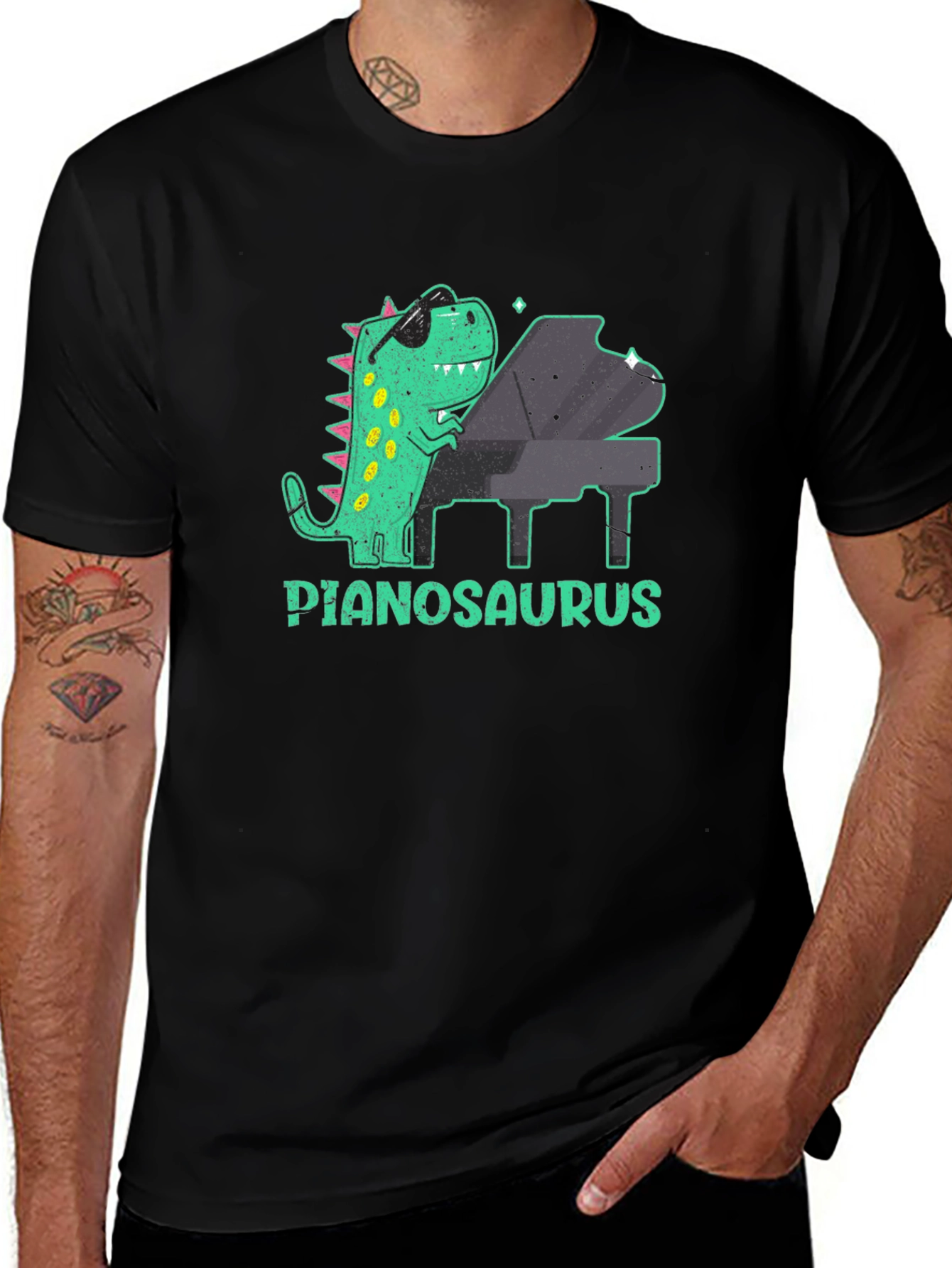 Variant 26 of Pianosaurus T-Shirt - Cool Dinosaur Playing Piano