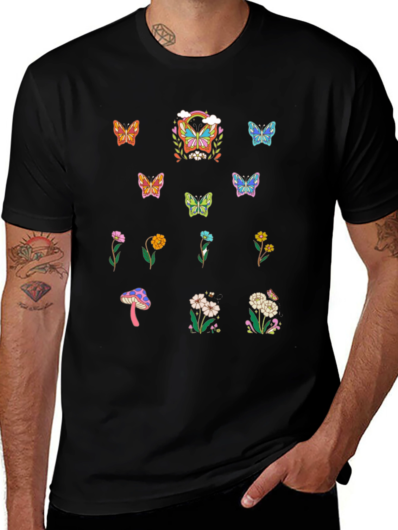 Variant 4 of Butterfly & Flower Graphic T-Shirt