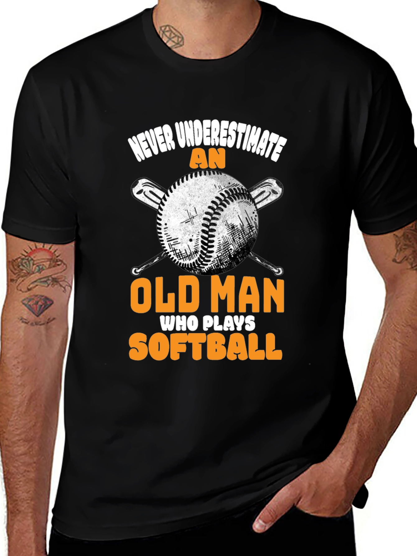 Variant 18 of Never Underestimate Old Man Softball Graphic T-Shirt