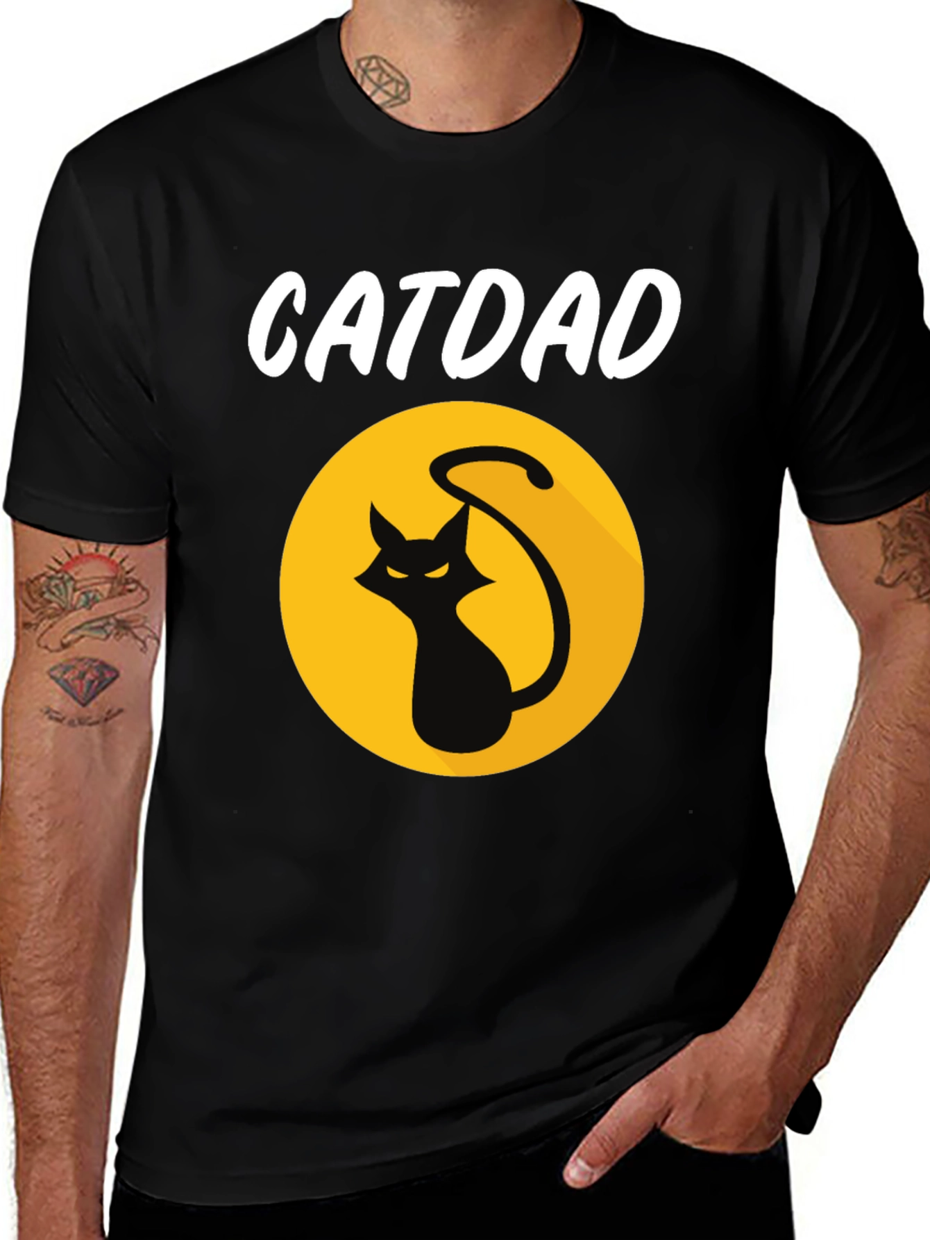 Variant 17 of Catdad Graphic Tee - Black T-Shirt