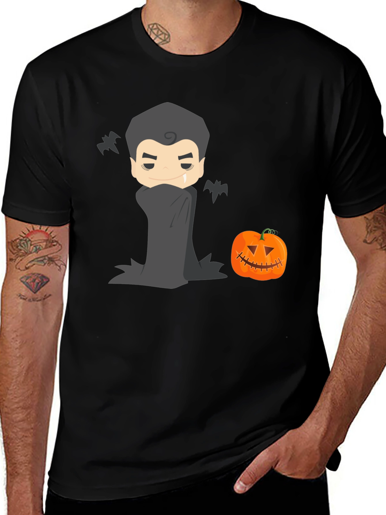Halloween Vampire & Pumpkin Graphic Tee