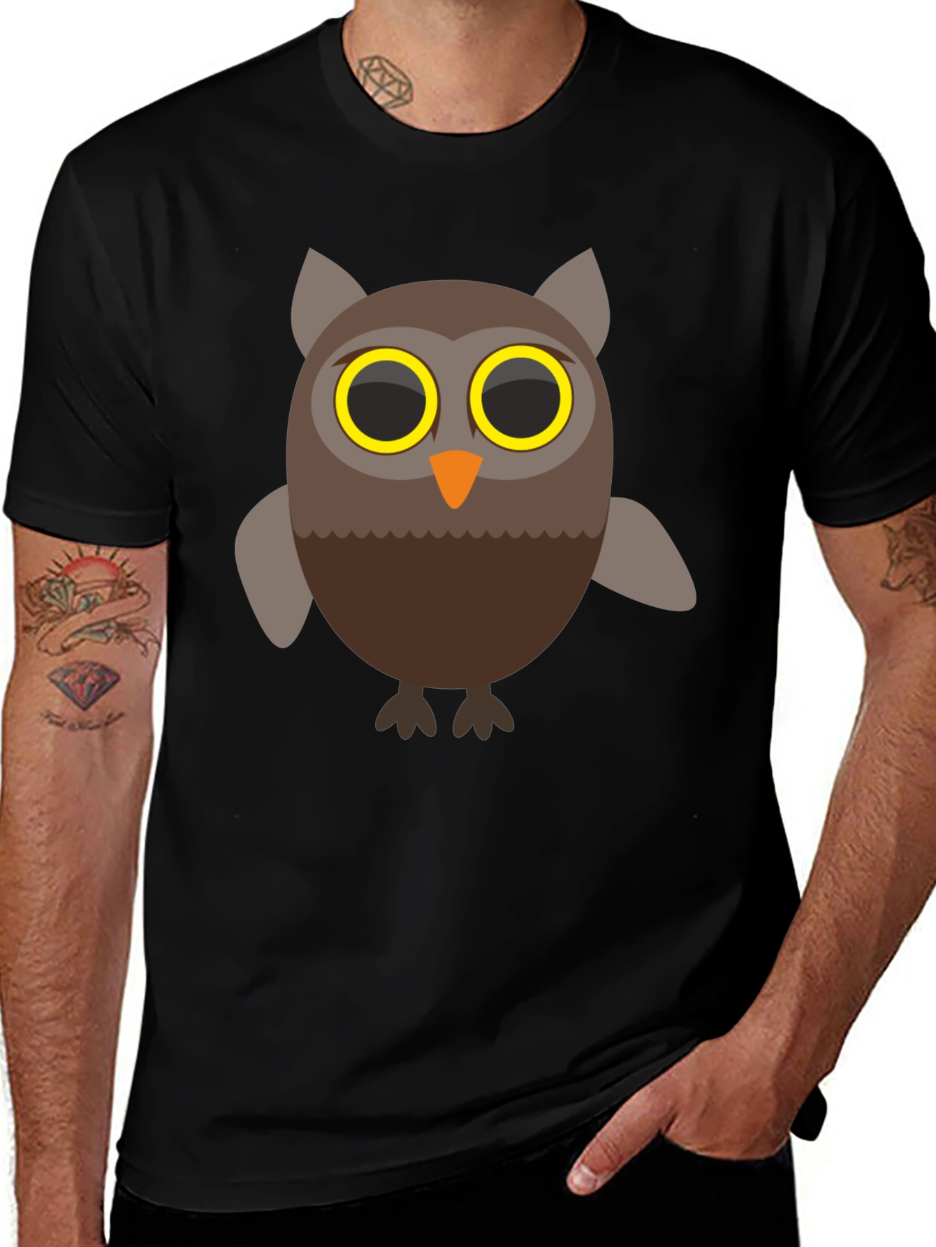 Variant 9 of Owl Graphic Black T-Shirt