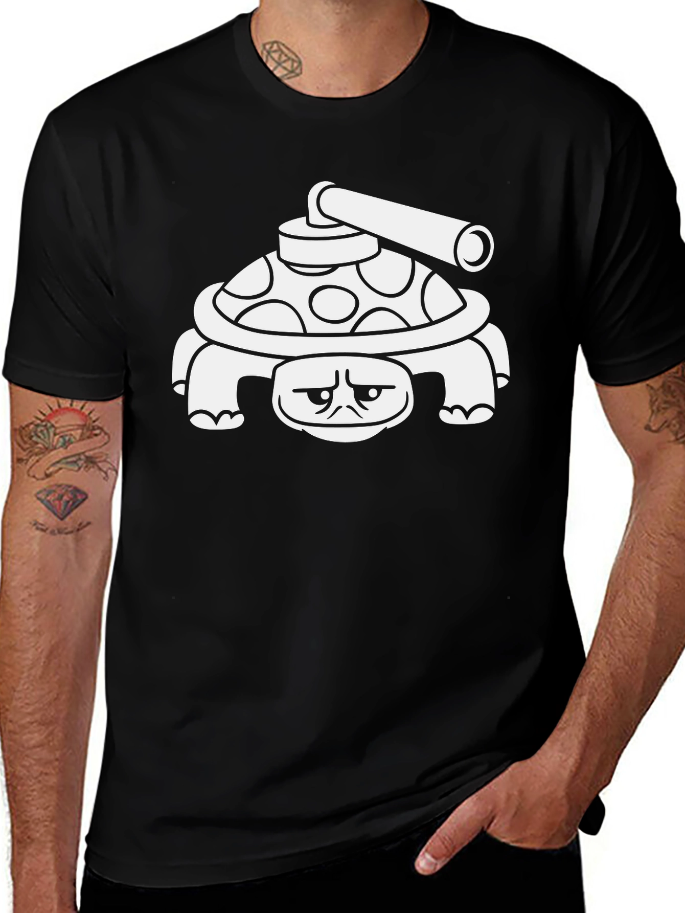 Variant 6 of Grumpy Turtle Tank T-Shirt - Black Cotton Tee