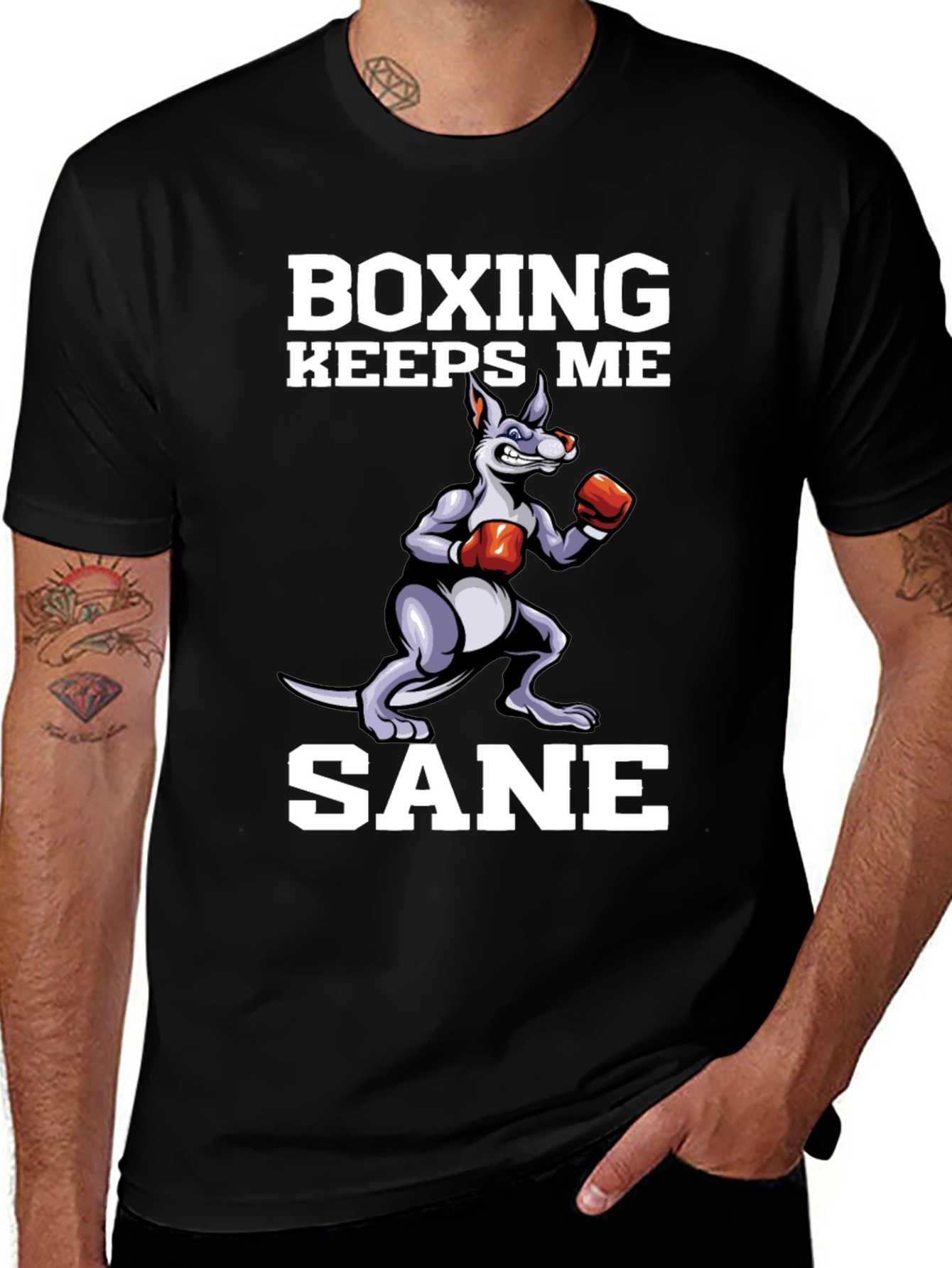Variant 17 of Boxing Keeps Me Sane Kangaroo Graphic Tee