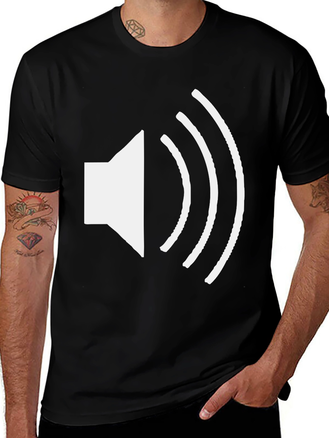 Variant 12 of Sound Wave Graphic Tee - Black Cotton T-Shirt