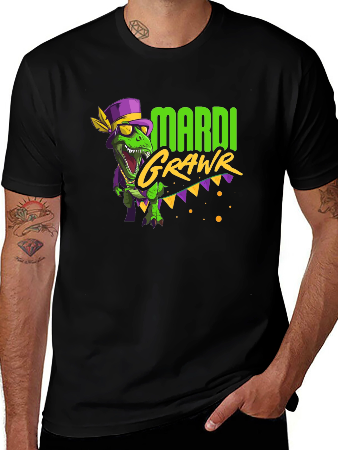 Mardi Gras Dinosaur Graphic Tee