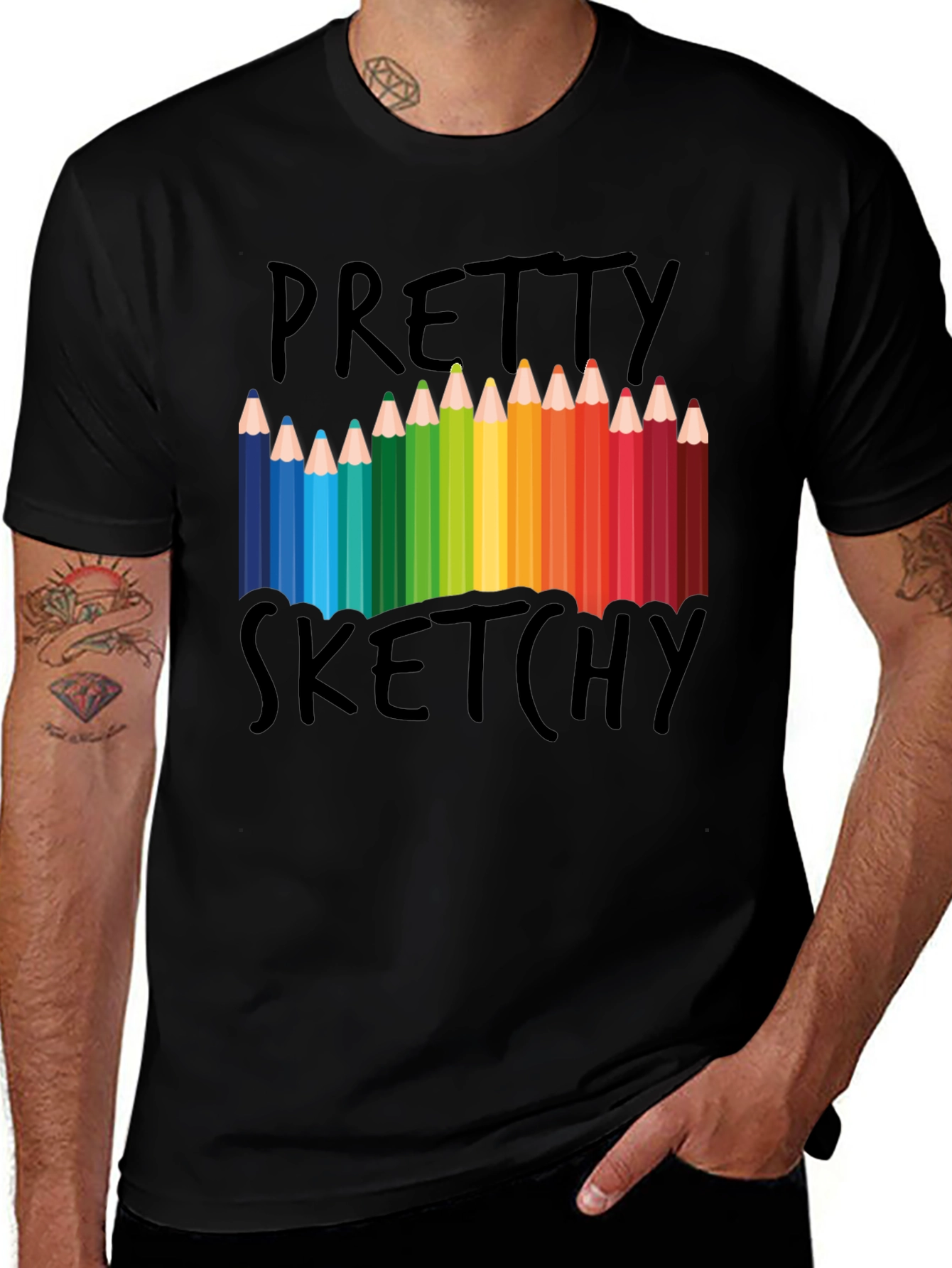 Variant 8 of Pretty Sketchy Rainbow Pencil T-Shirt
