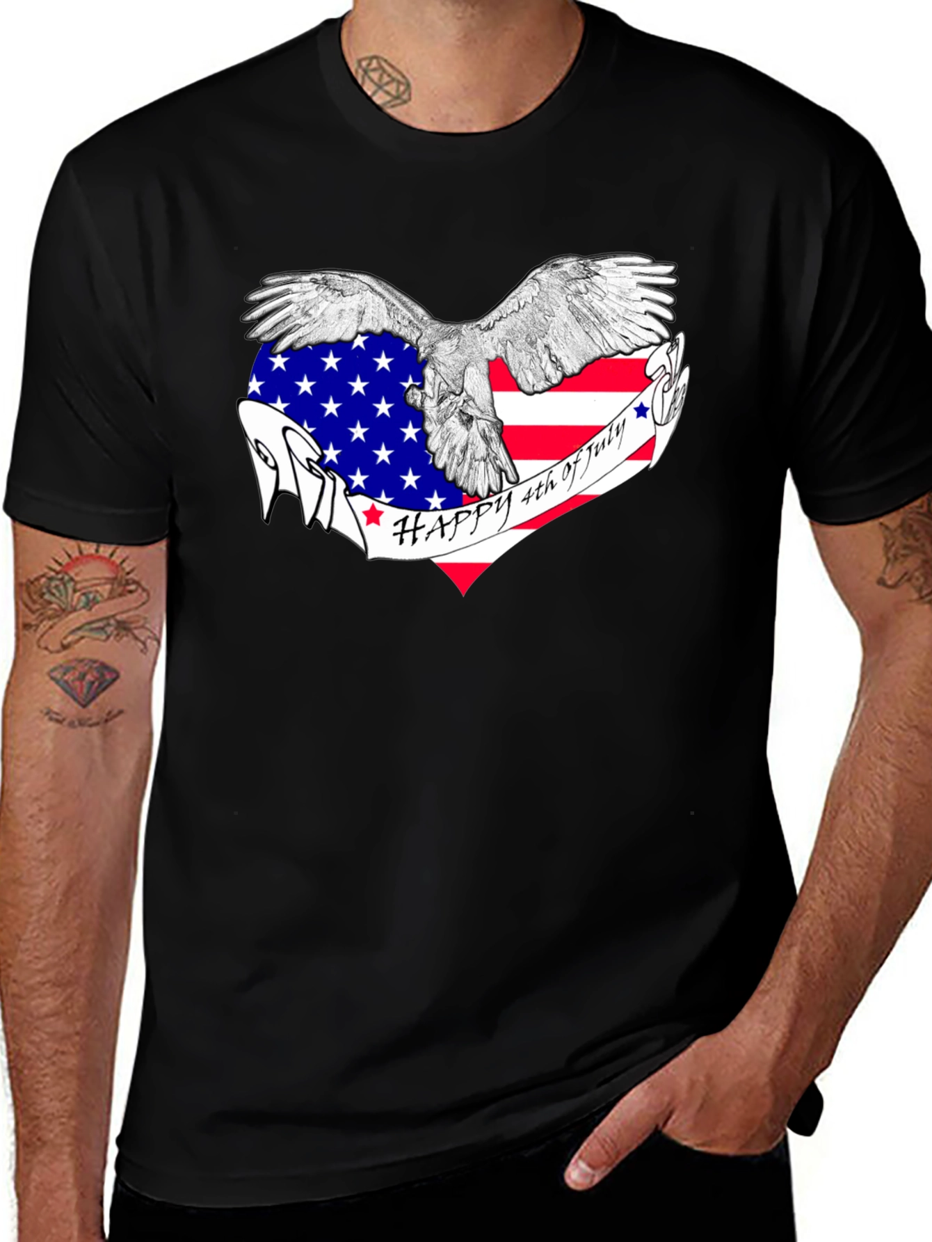 Variant 11 of Patriotic Eagle USA Flag Heart 4th of July Men's T-Shirt