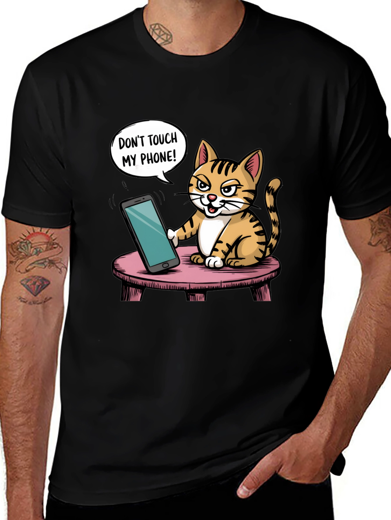 Variant 19 of Don't Touch My Phone Cat T-Shirt