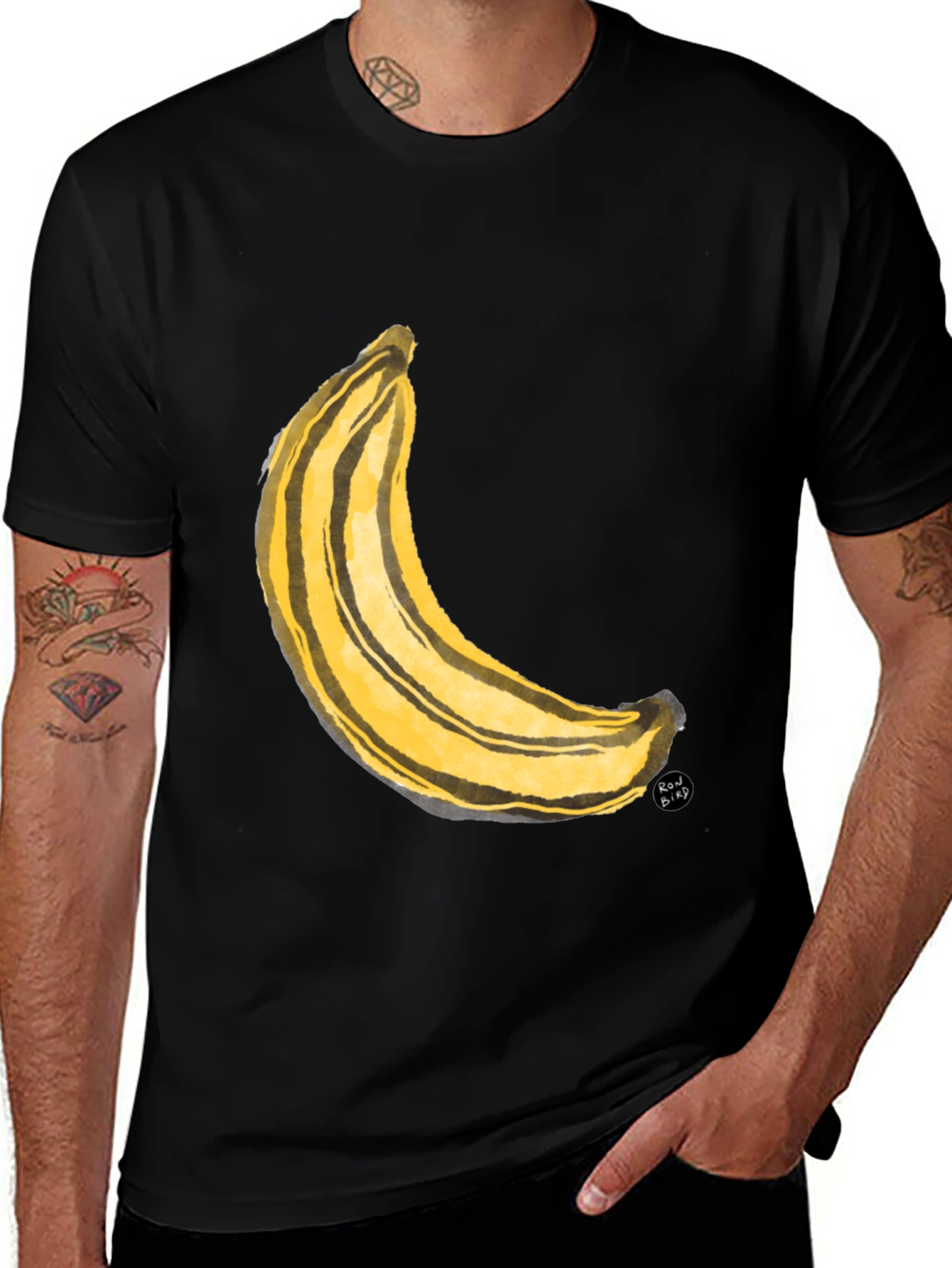 Variant 4 of Banana Art Graphic Tee - Black Unisex T-Shirt