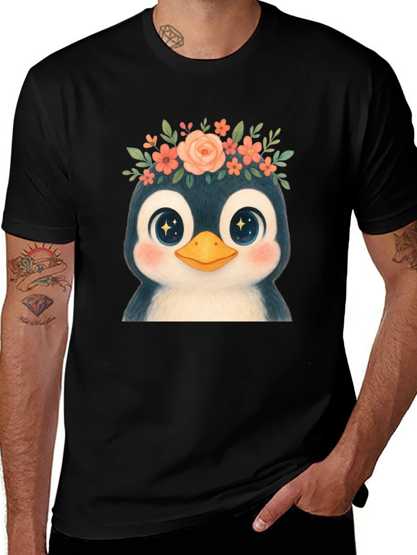 Variant 30 of Penguin Floral Crown Graphic Tee