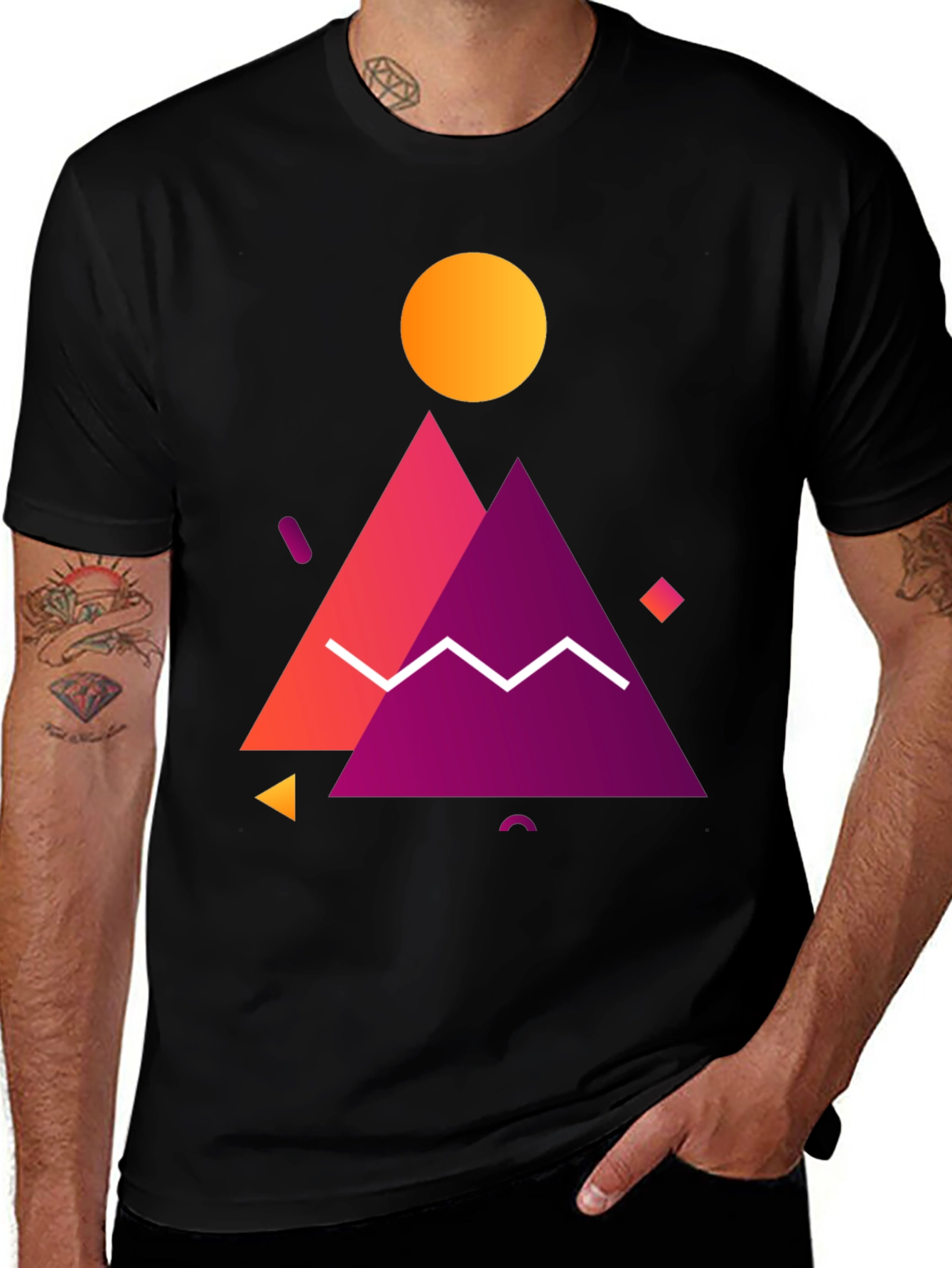 Variant 15 of Geometric Graphic Tee - Mountain Peaks
