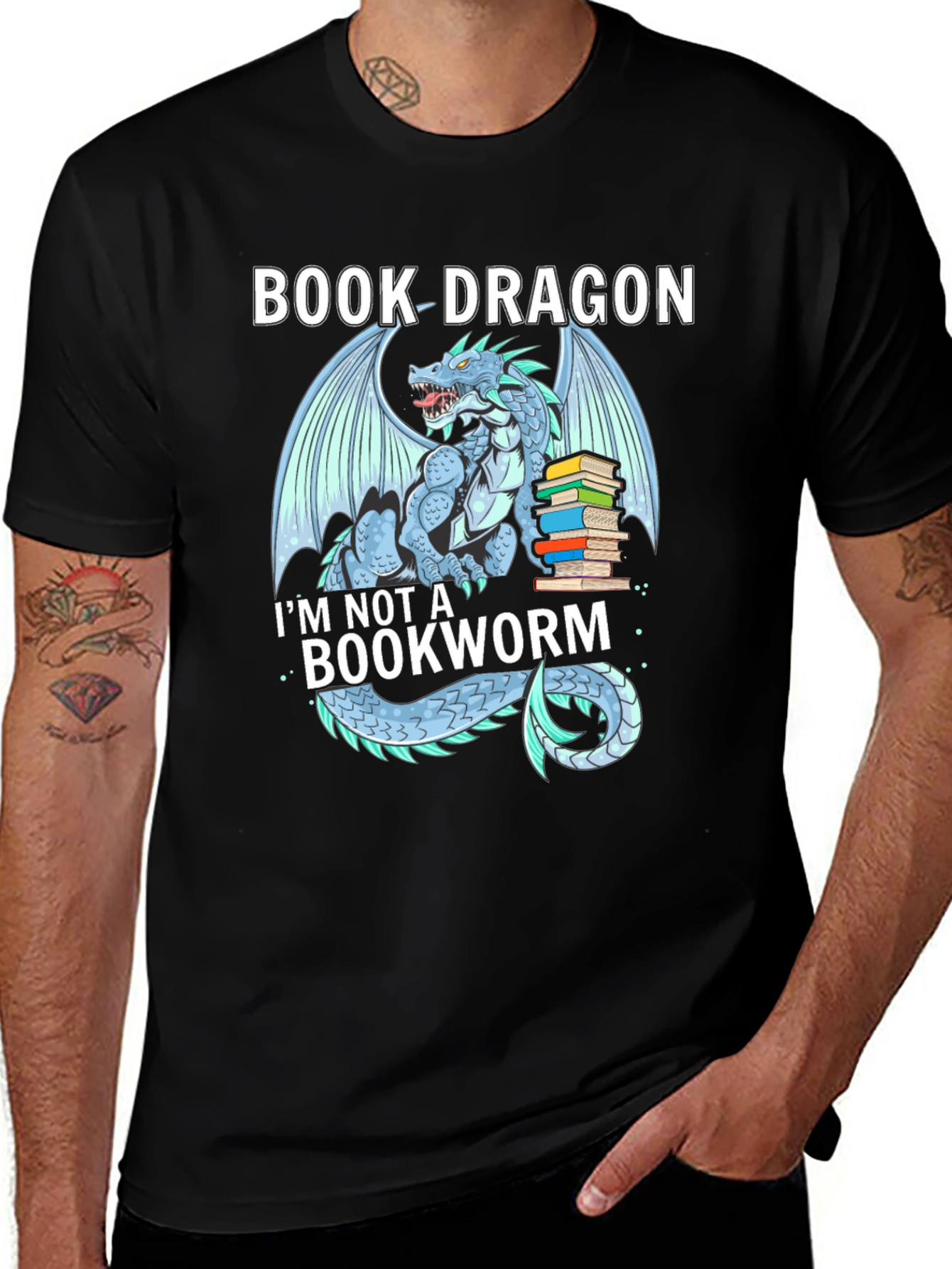 Book Dragon Graphic Tee - Literary Dragon T-Shirt