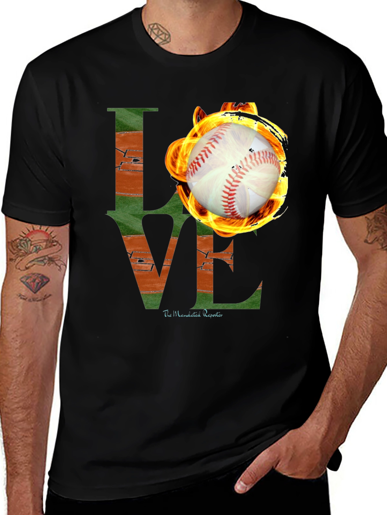 Variant 7 of Fiery Baseball LOVE Graphic T-Shirt