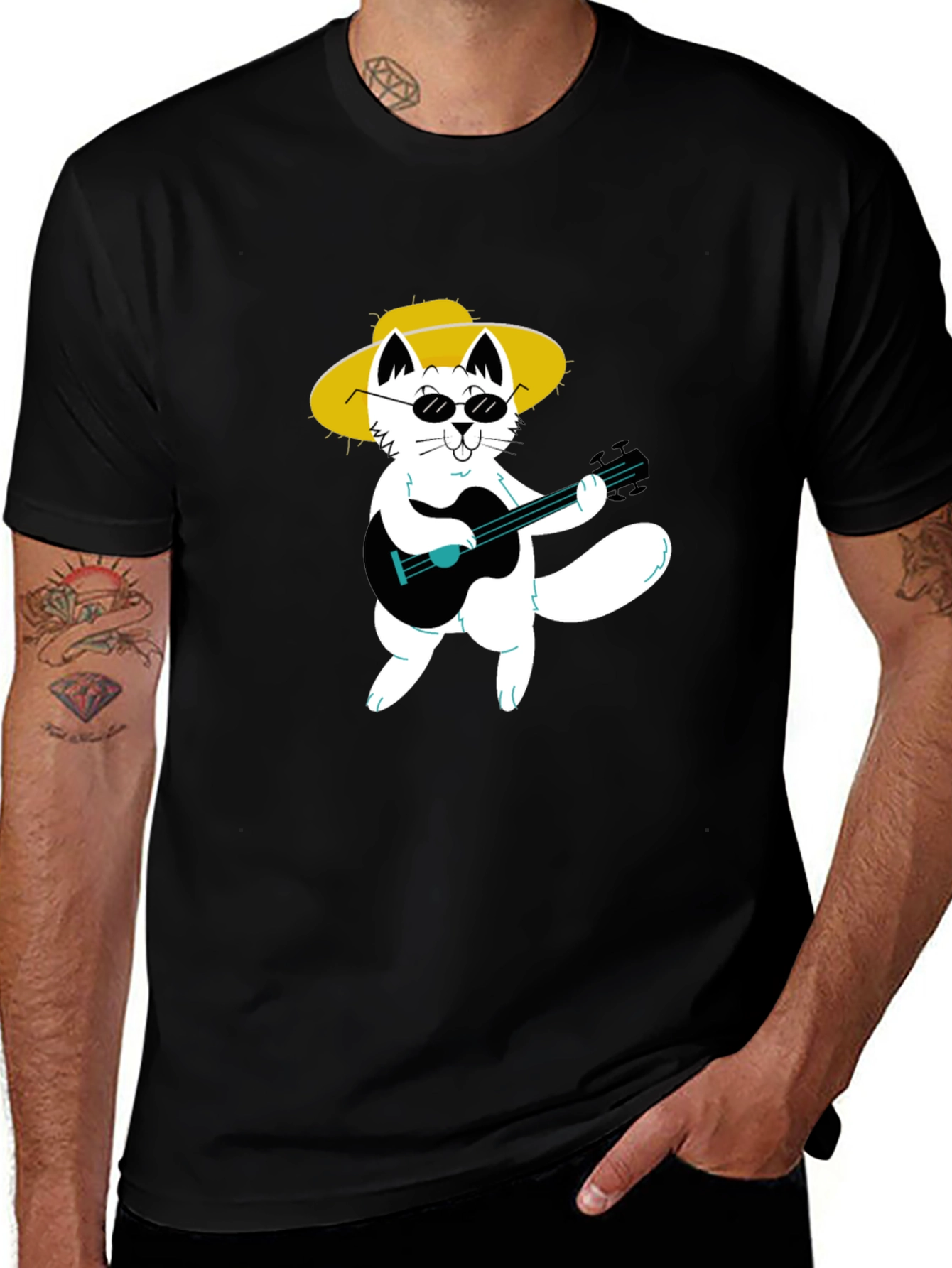 Variant 23 of Cool Cat Guitarist Graphic T-Shirt