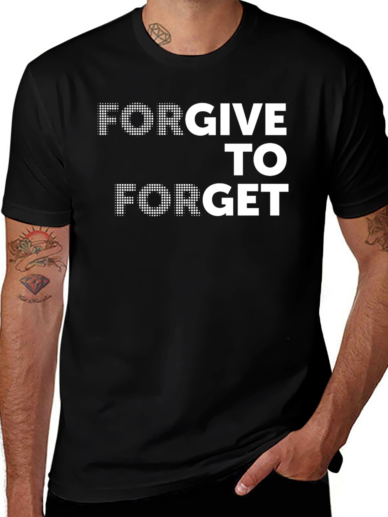 Variant 30 of Forgive to Forget Graphic Tee - Black Crew Neck T-Shirt