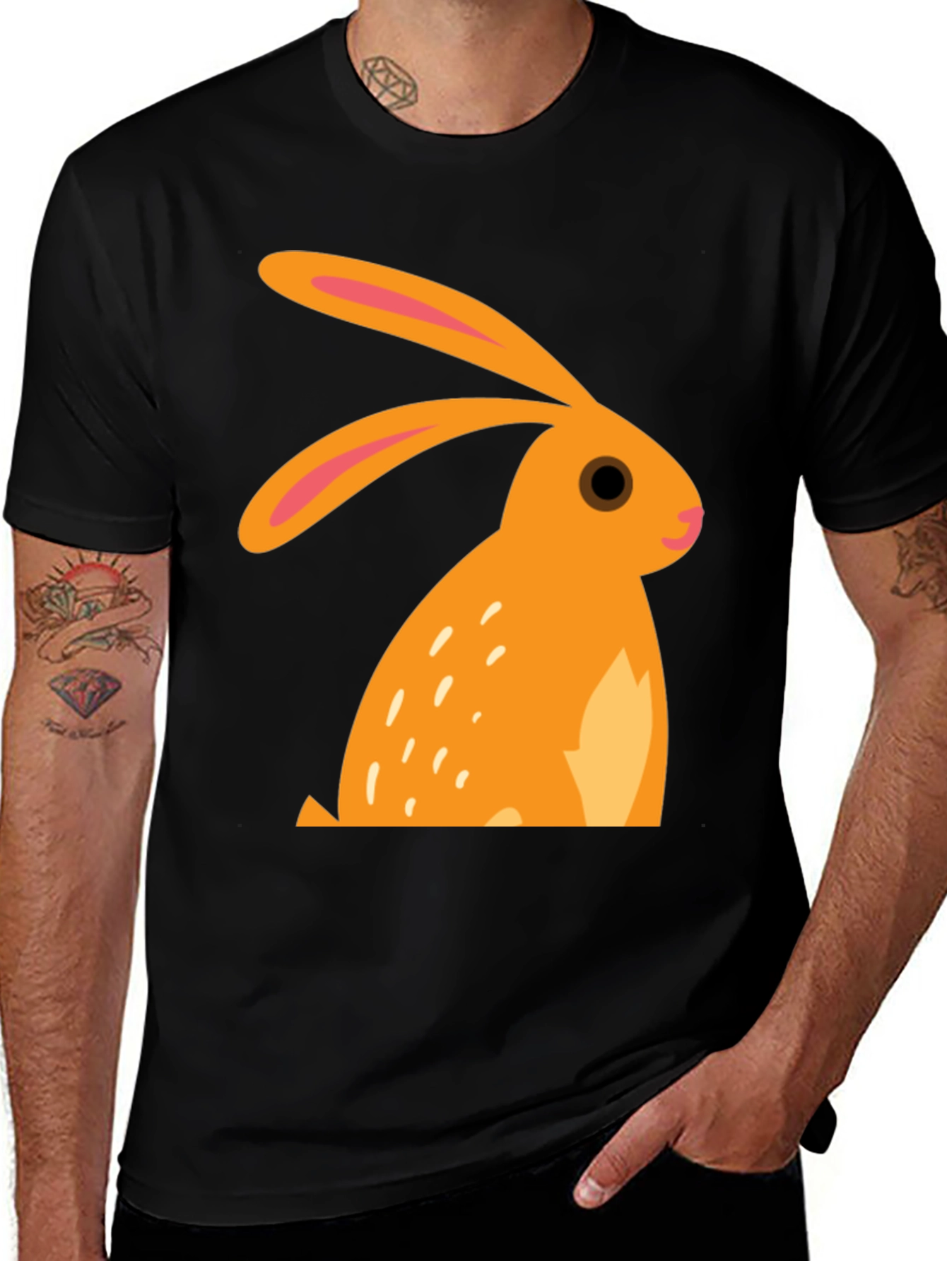 Variant 30 of Rabbit Graphic Black T-Shirt - Unisex