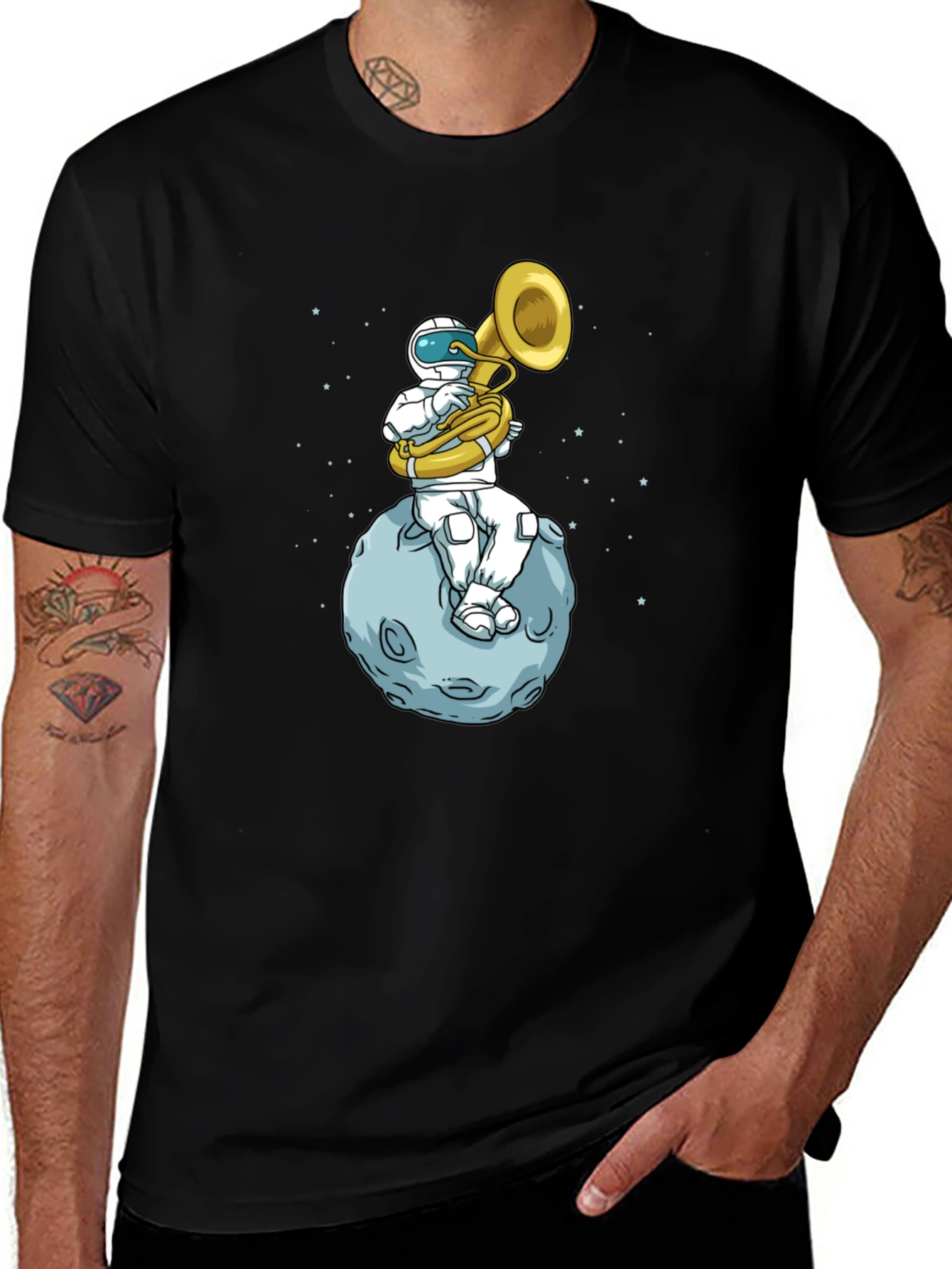 Variant 15 of Astronaut Tuba Player on Moon T-Shirt