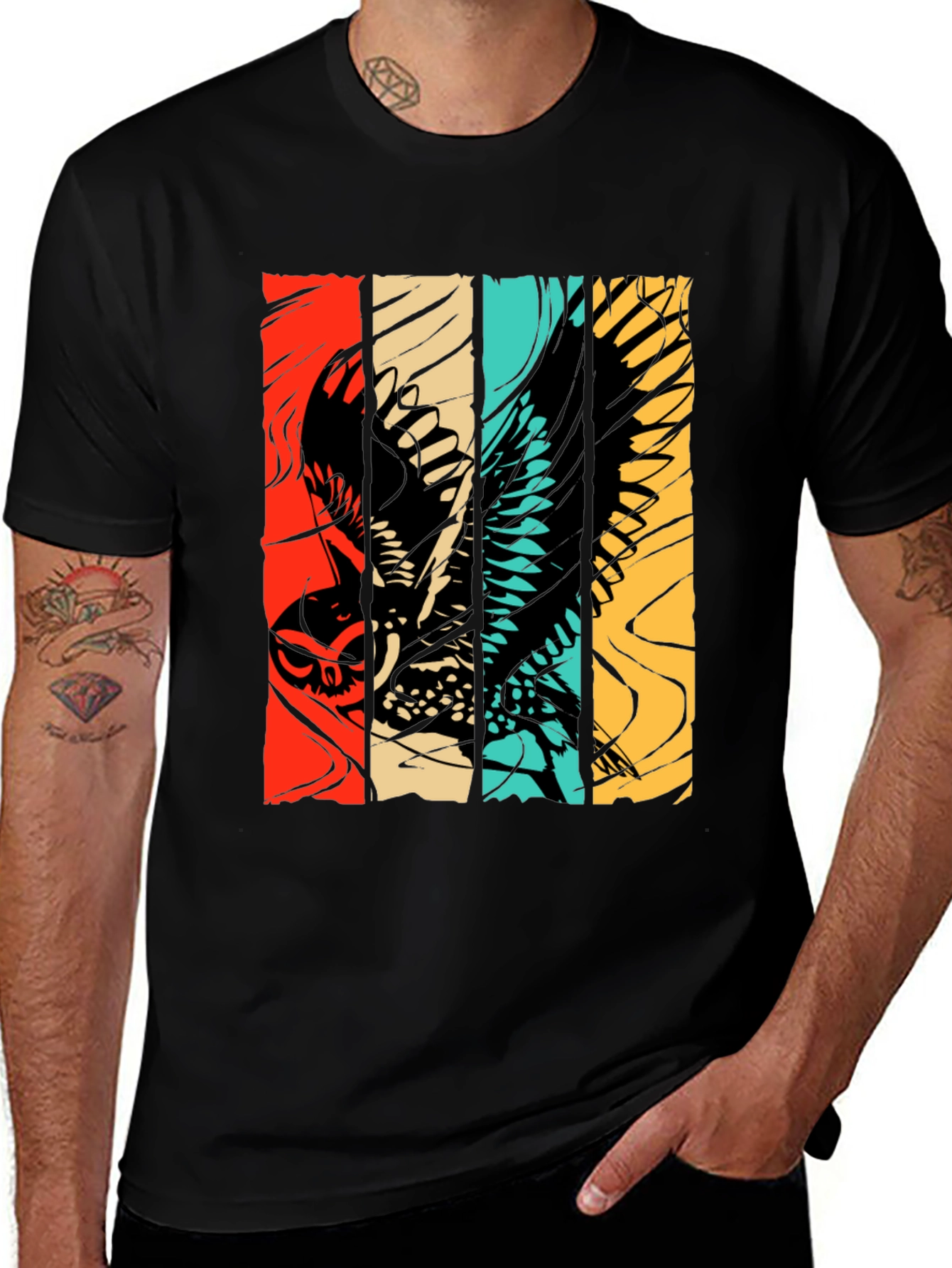 Variant 29 of Retro Owl Graphic Tee - Stylish Bird Print Shirt