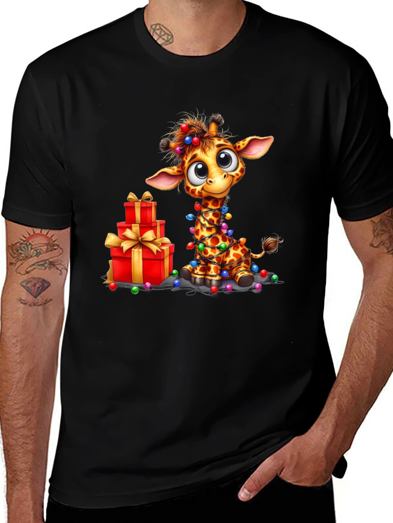Festive Giraffe Christmas T-Shirt