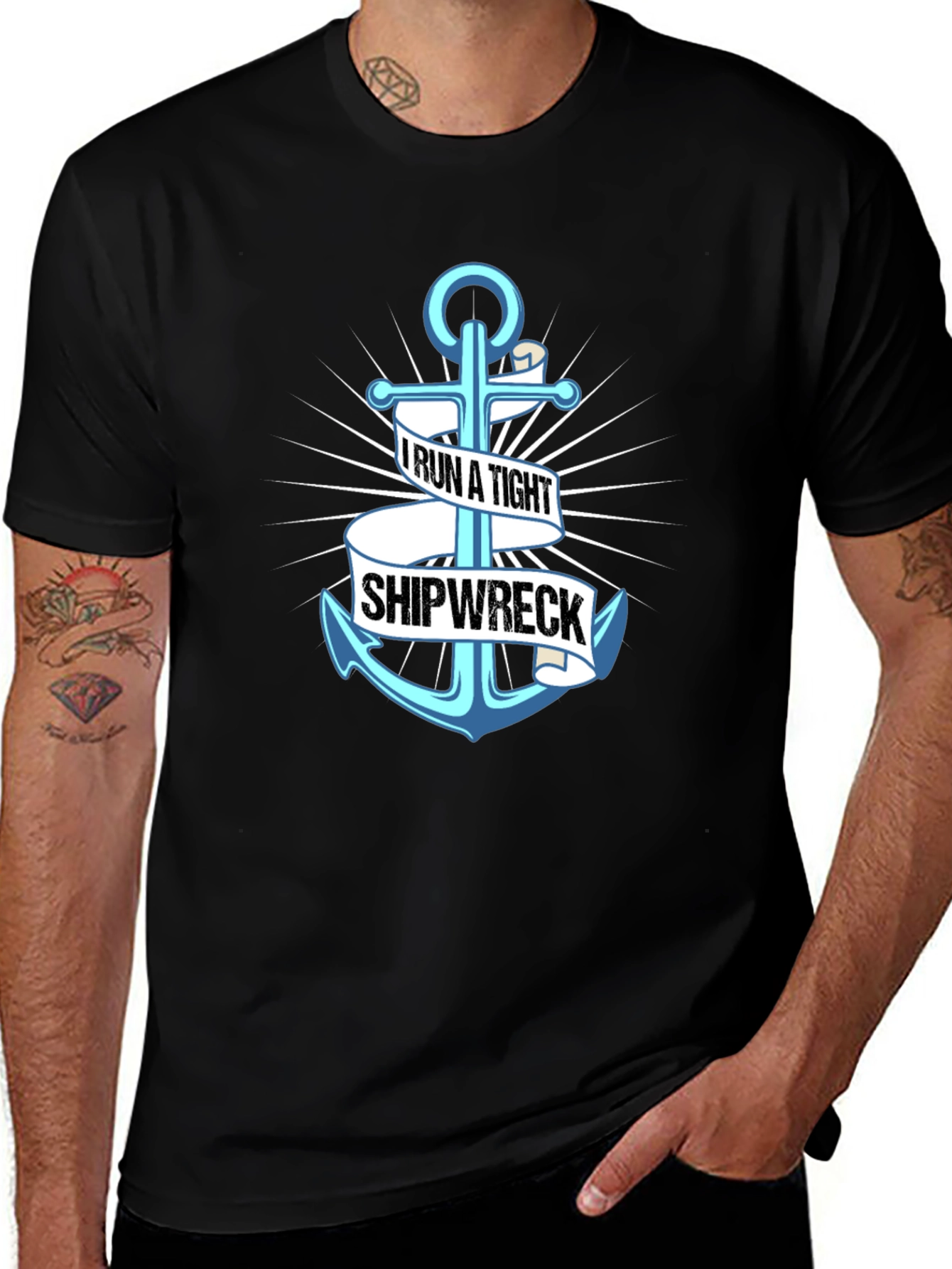 Variant 30 of I Run A Tight Shipwreck Anchor Graphic Tee
