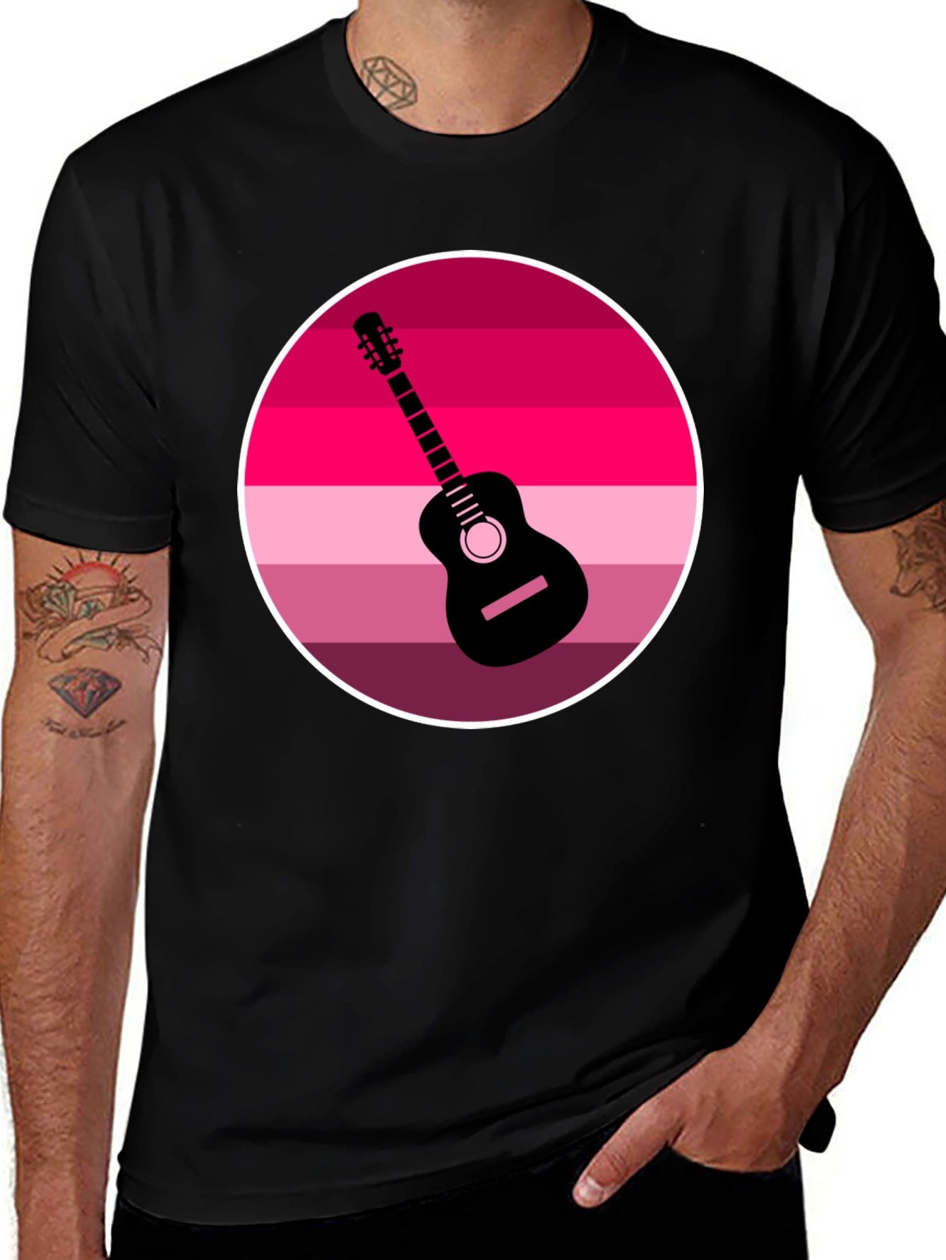 Variant 21 of Retro Guitar Graphic Tee - Musical Sunset