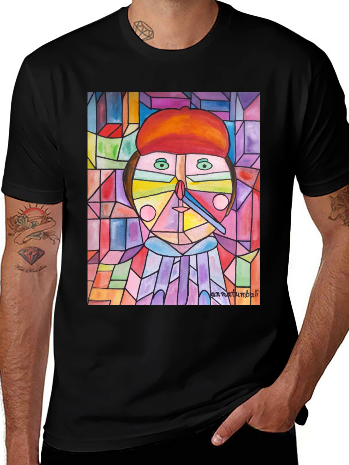 Variant 25 of Abstract Art Print Black T-Shirt