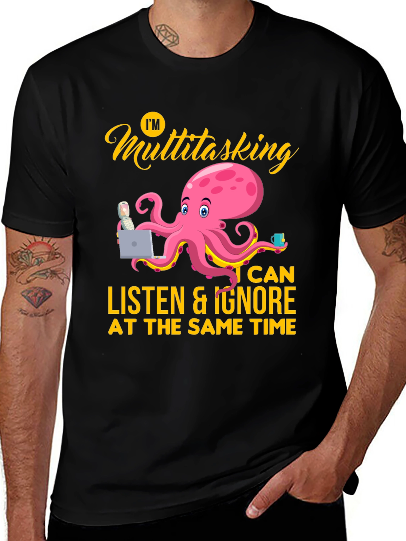 Variant 20 of Multitasking Octopus Graphic Tee