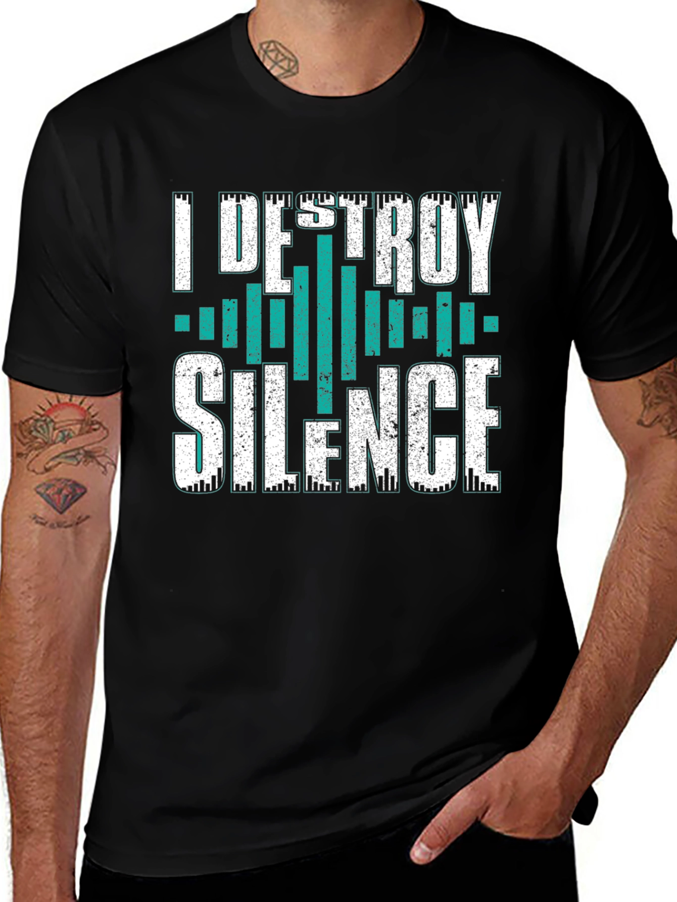 Black I Destroy Silence Graphic T-Shirt main image