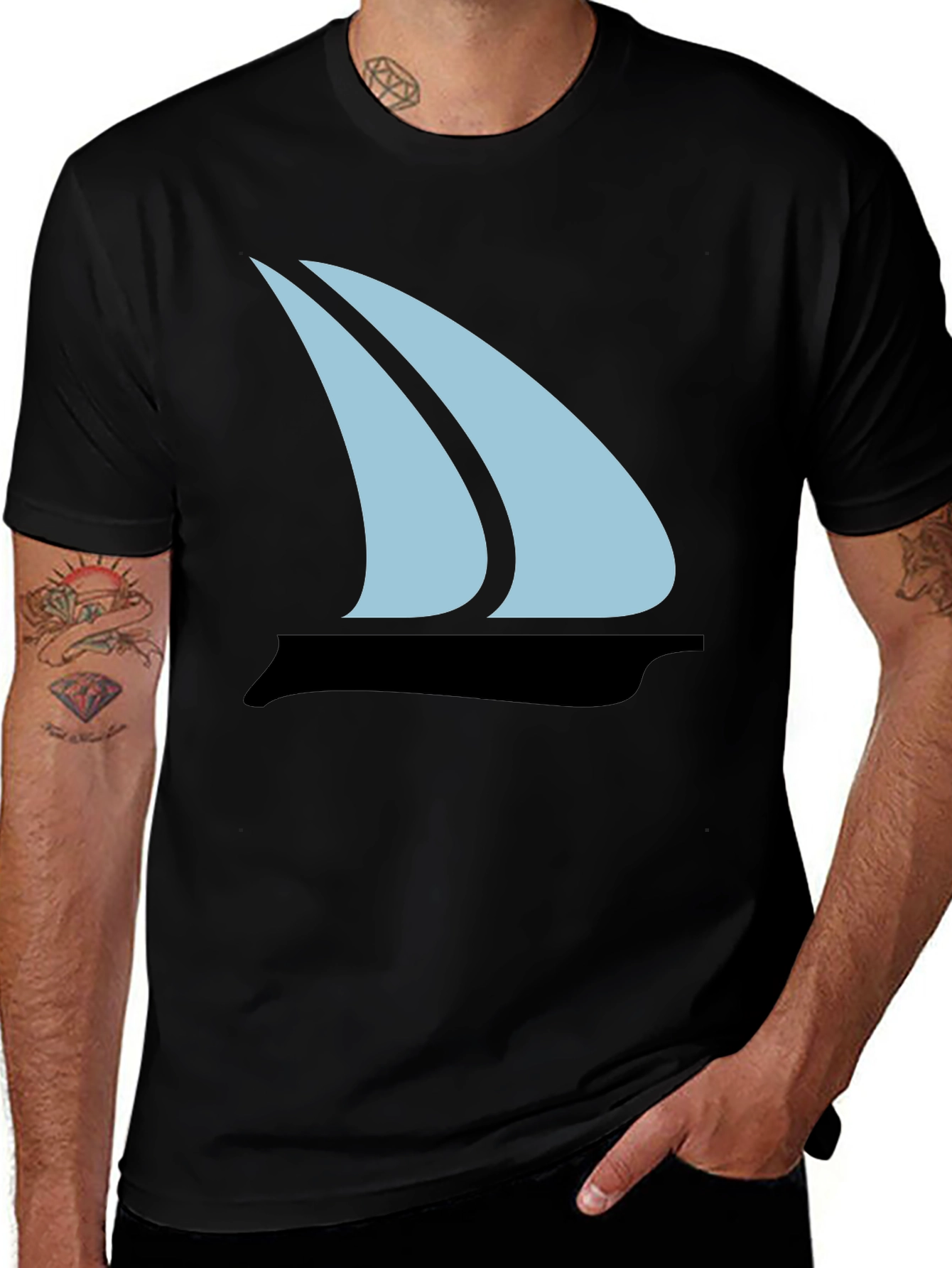 Variant 12 of Sailboat Graphic Tee - Men's Black T-Shirt