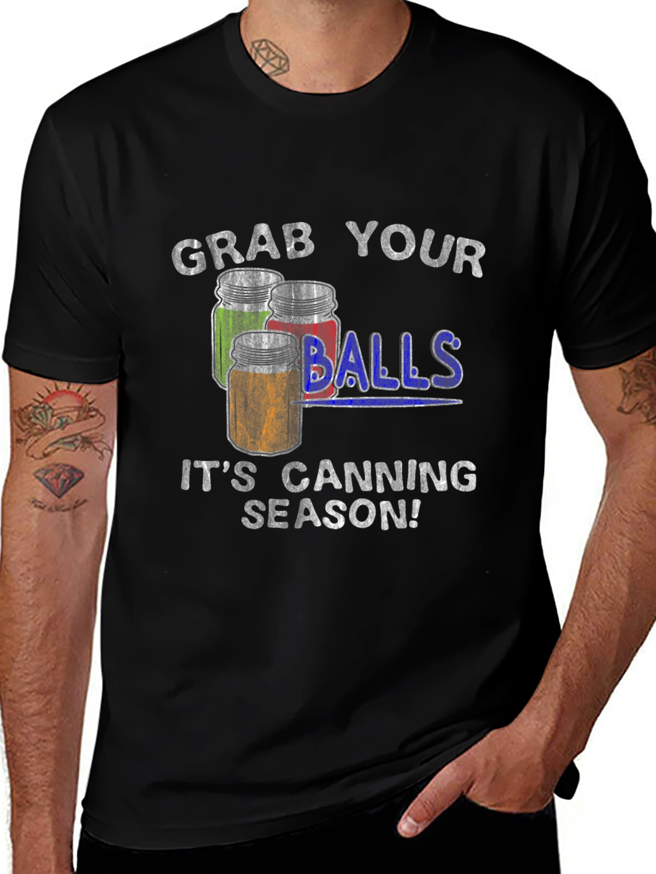 Variant 16 of Grab Your Balls Canning Season Black T-Shirt