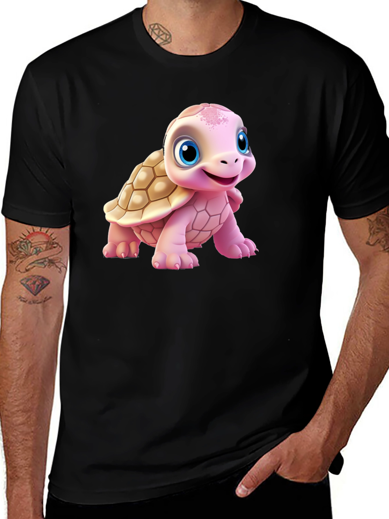 Variant 3 of Cute Turtle Graphic Tee - Black Unisex T-Shirt