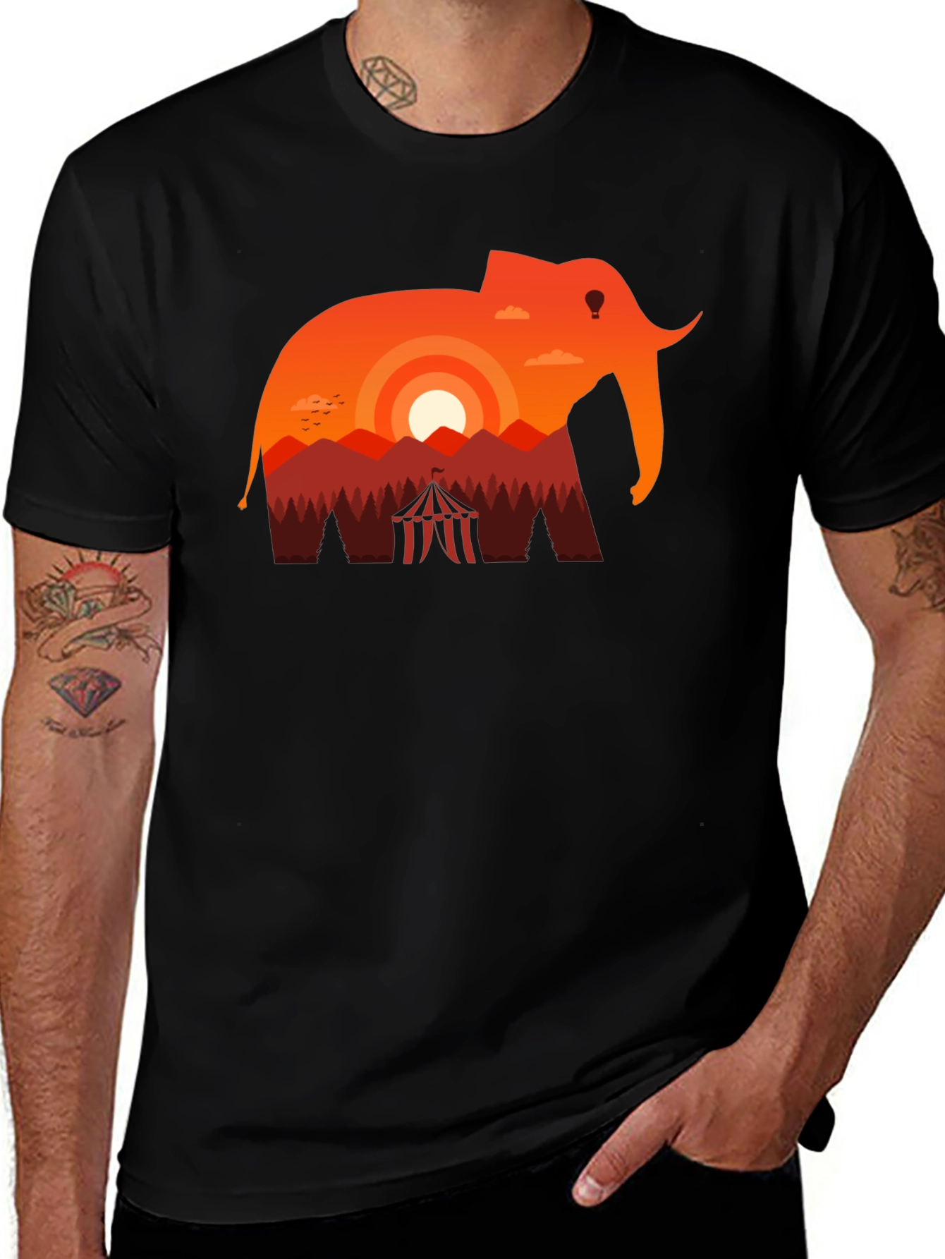 Variant 10 of Elephant Sunset Graphic Tee