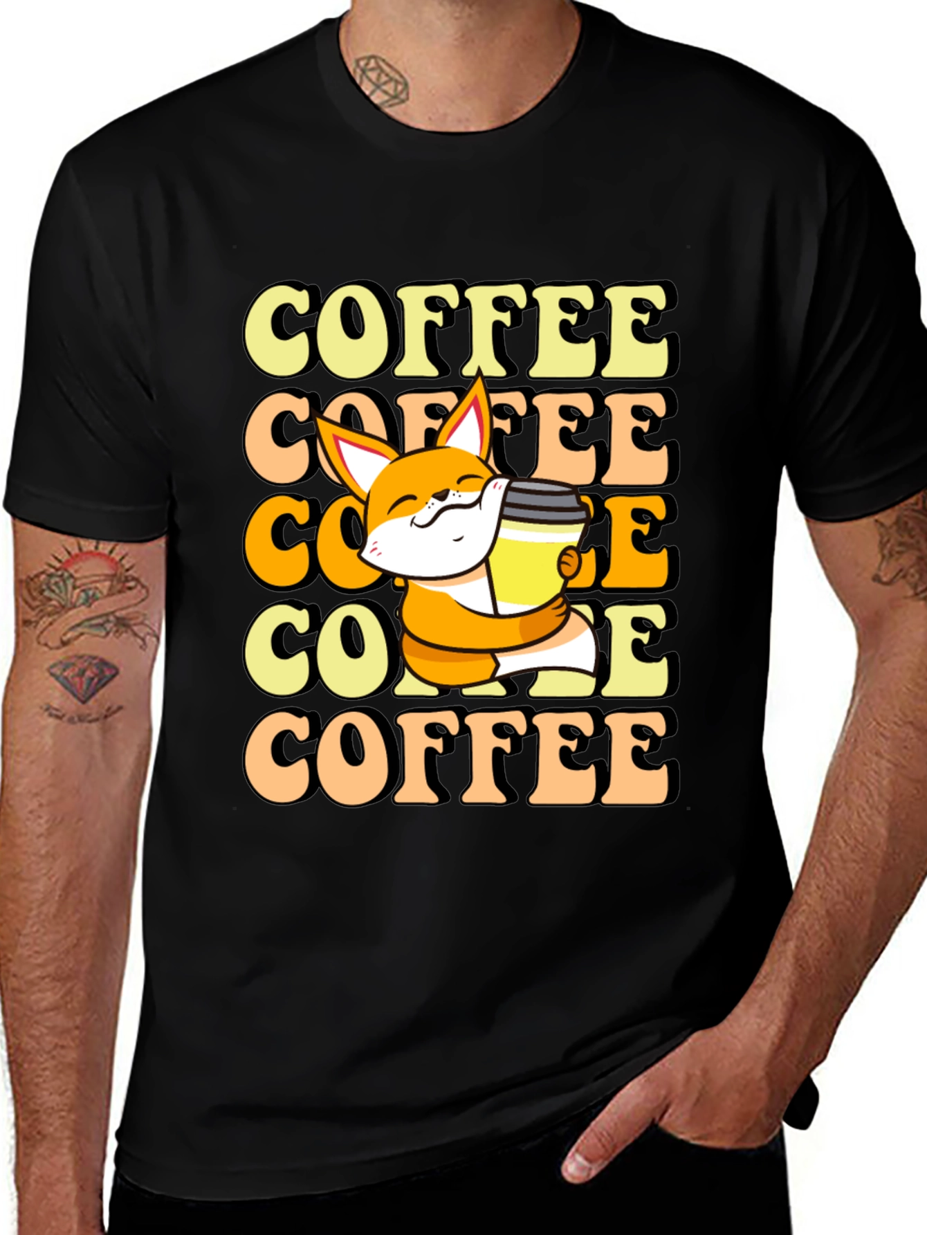 Variant 16 of Cute Fox Coffee Lover Graphic T-Shirt