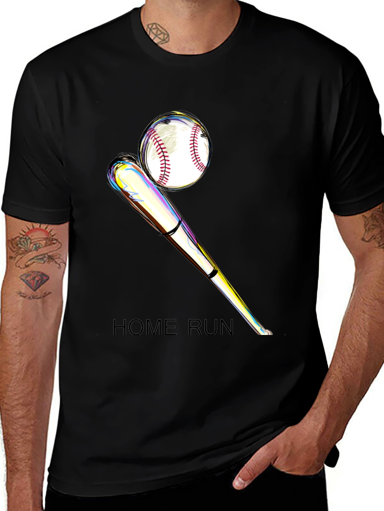 Baseball Home Run Graphic Tee - Black