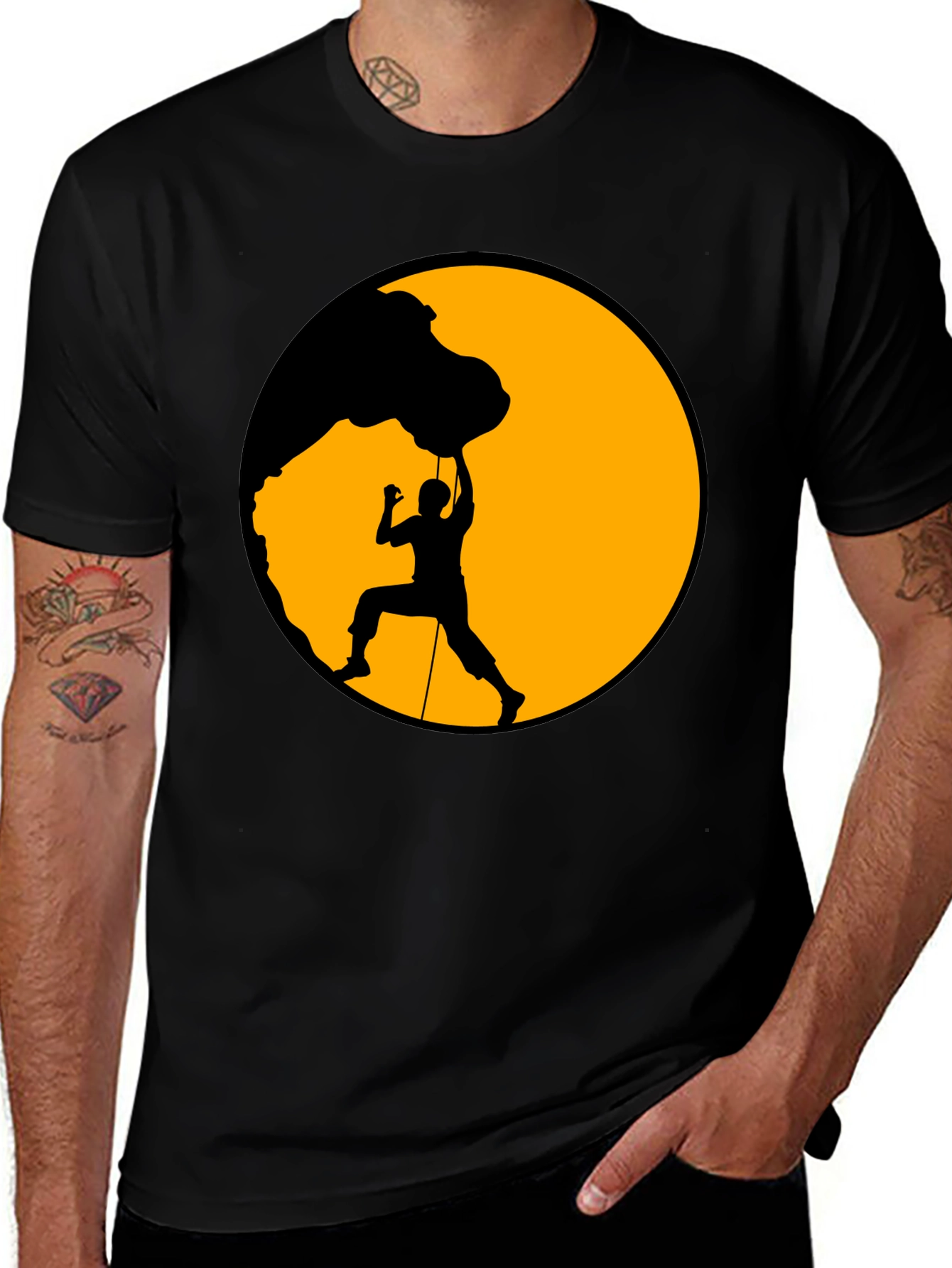 Variant 24 of Climber Silhouette Graphic Tee - Black Cotton Blend