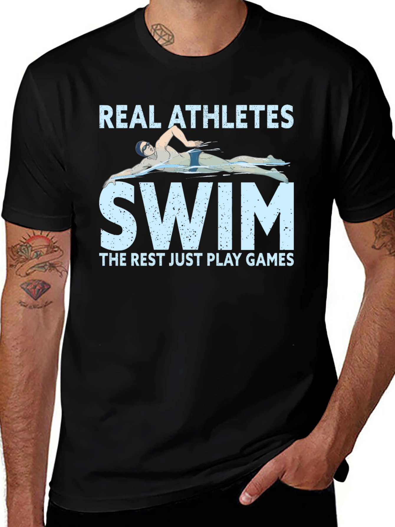 Variant 19 of Real Athletes Swim T-Shirt - Funny Swimmer Tee