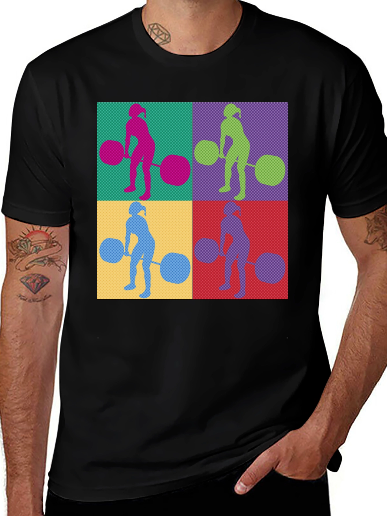Variant 24 of Weightlifting Woman T-Shirt - Retro Pop Art Style