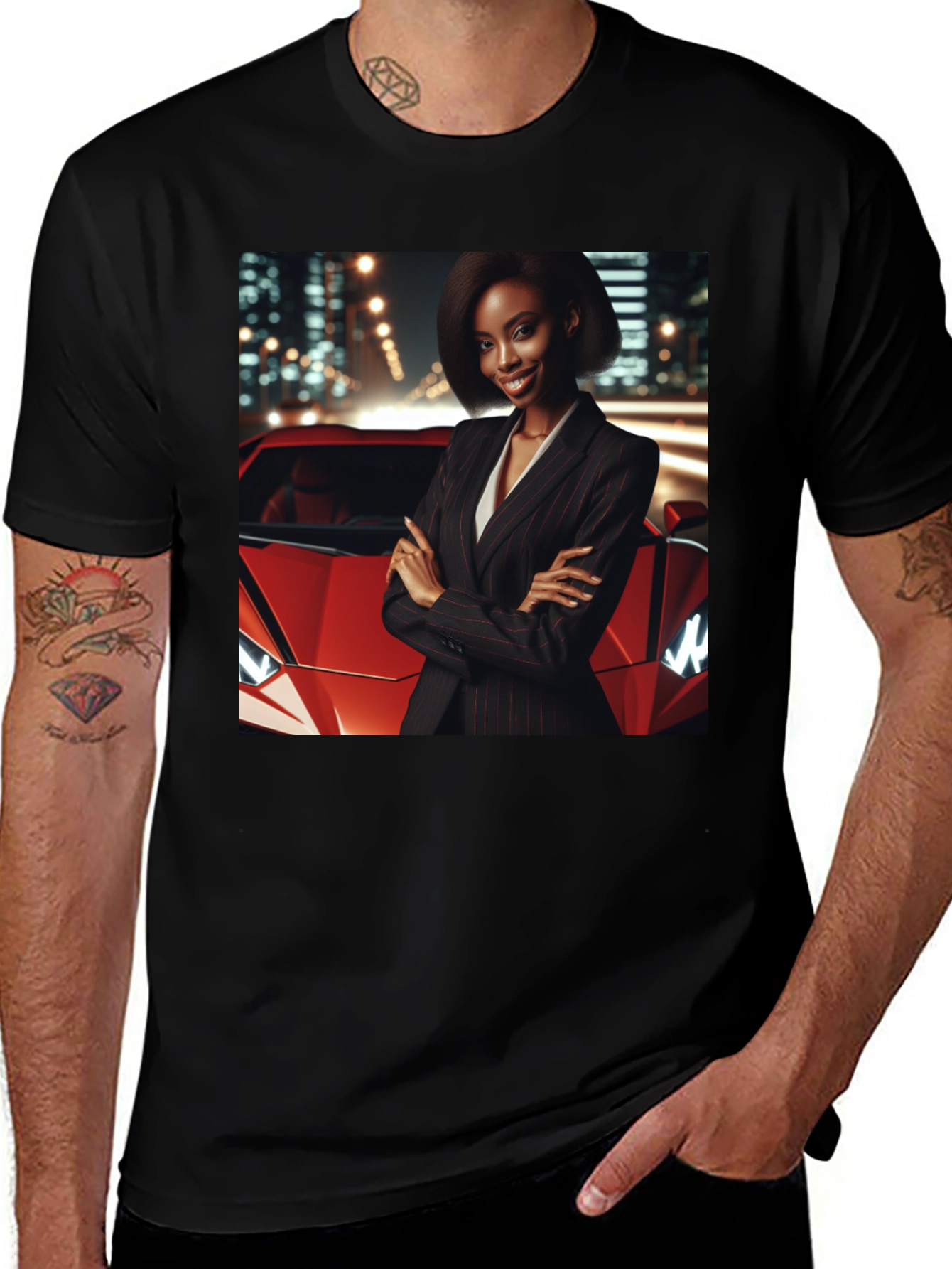 Variant 26 of Modern Black T-Shirt with Striking Graphic Design