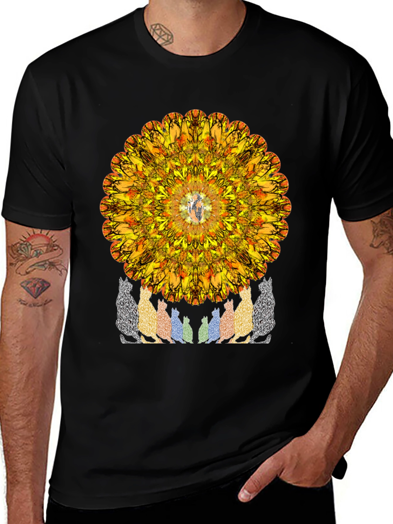 Variant 16 of Mandala Cat Lover T-Shirt - Artistic Graphic Tee