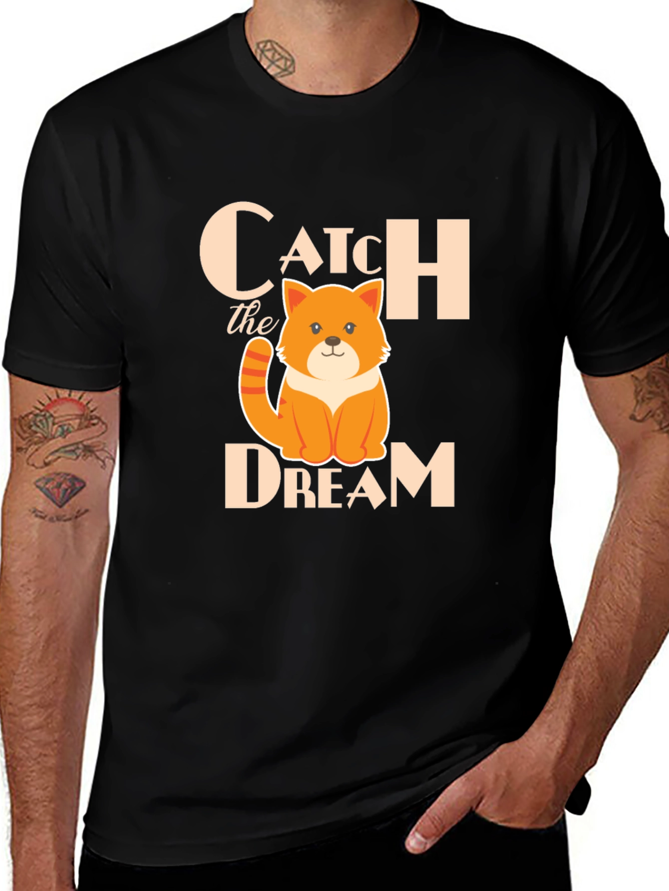Variant 29 of Catch the Dream Graphic T-Shirt - Novelty Kitten Tee
