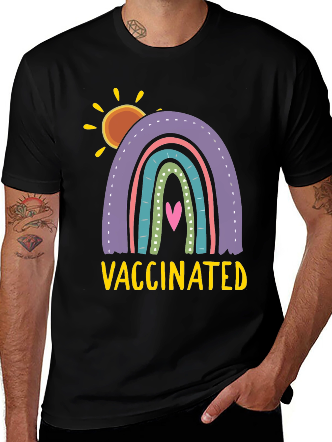 Variant 13 of Vaccinated Rainbow Graphic T-Shirt