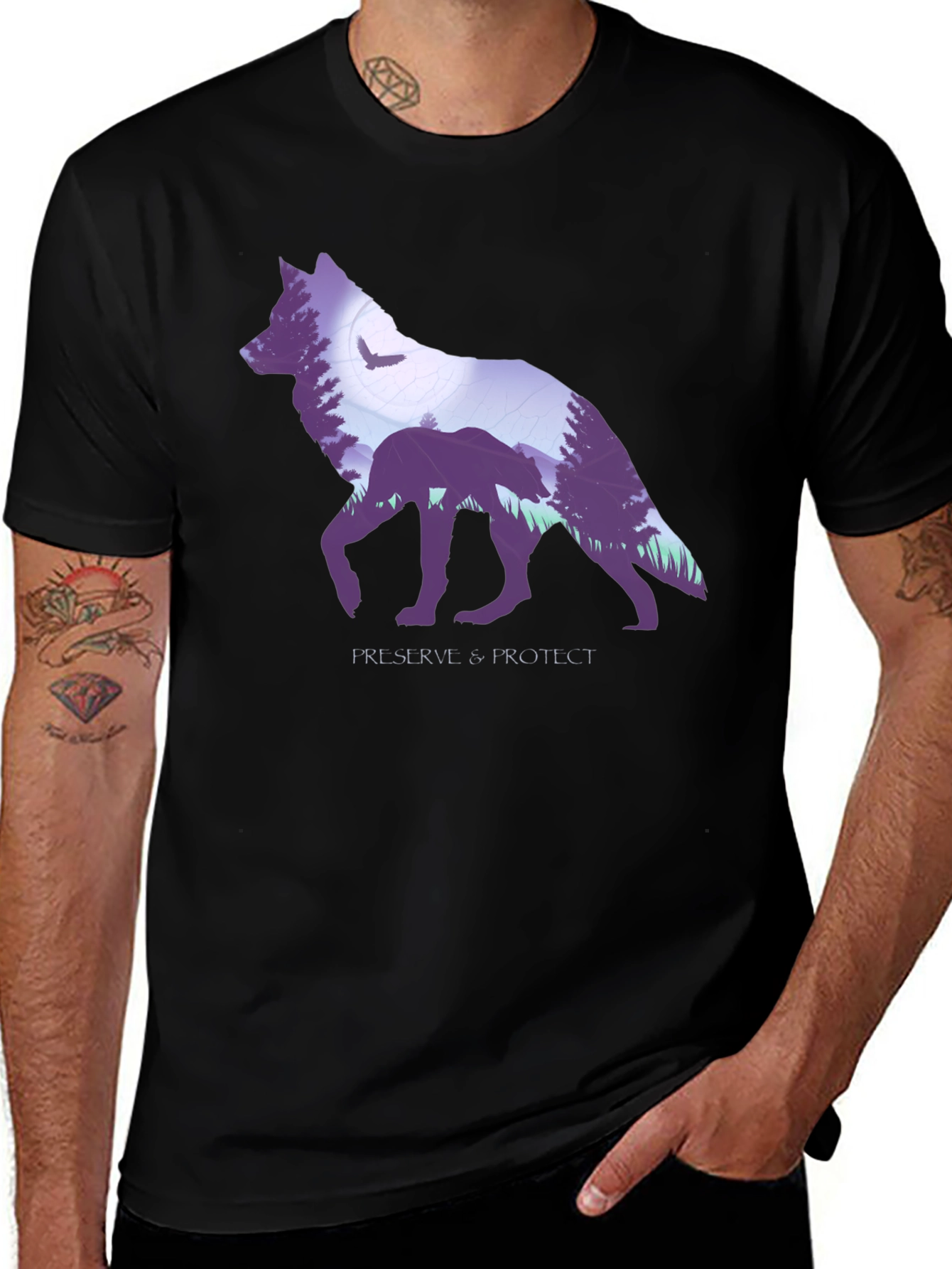 Variant 23 of Wolf Graphic T-Shirt - Preserve & Protect