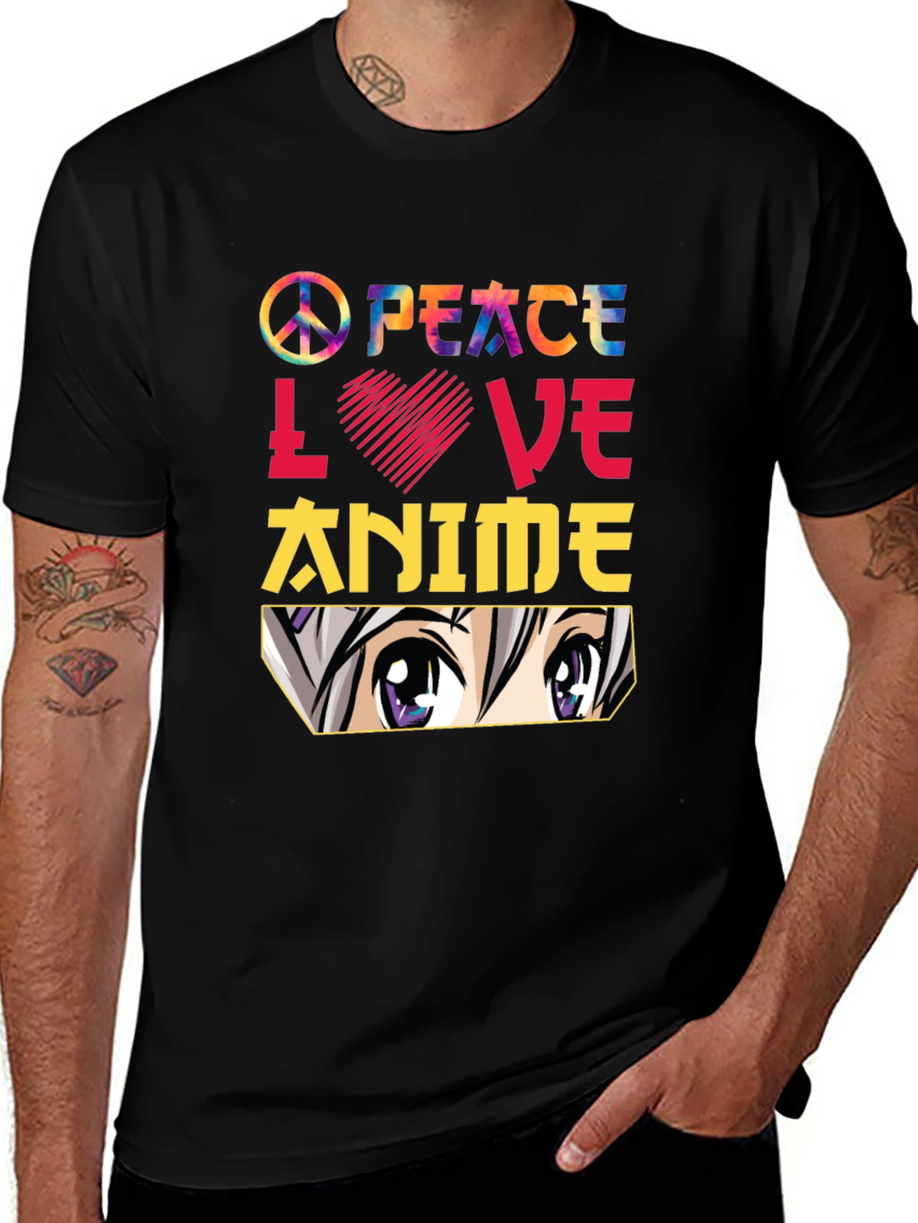 Variant 27 of Peace Love Anime T-Shirt - Trendy Graphic Tee