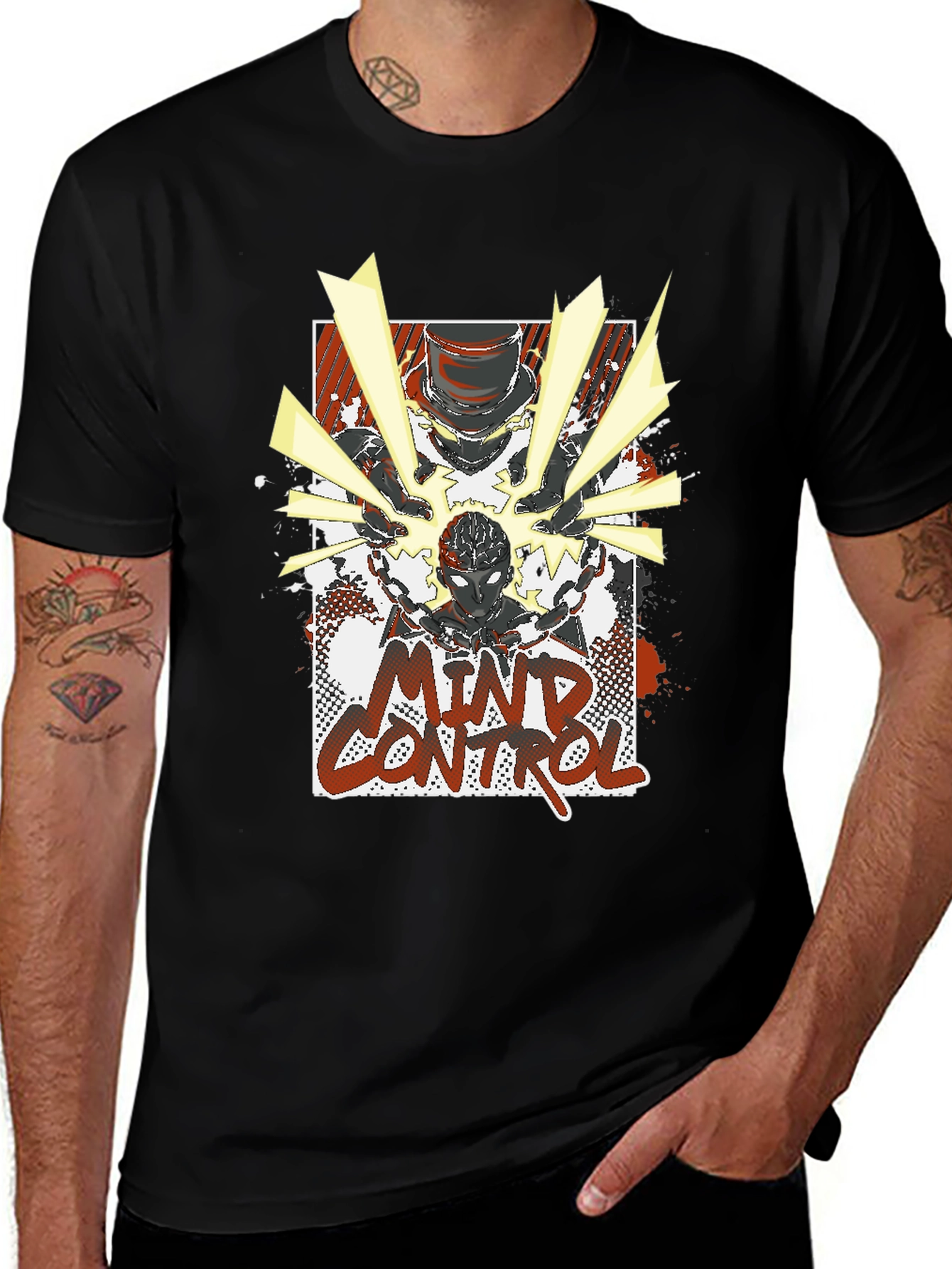 Mind Control Graphic Tee - Black Cotton T-Shirt