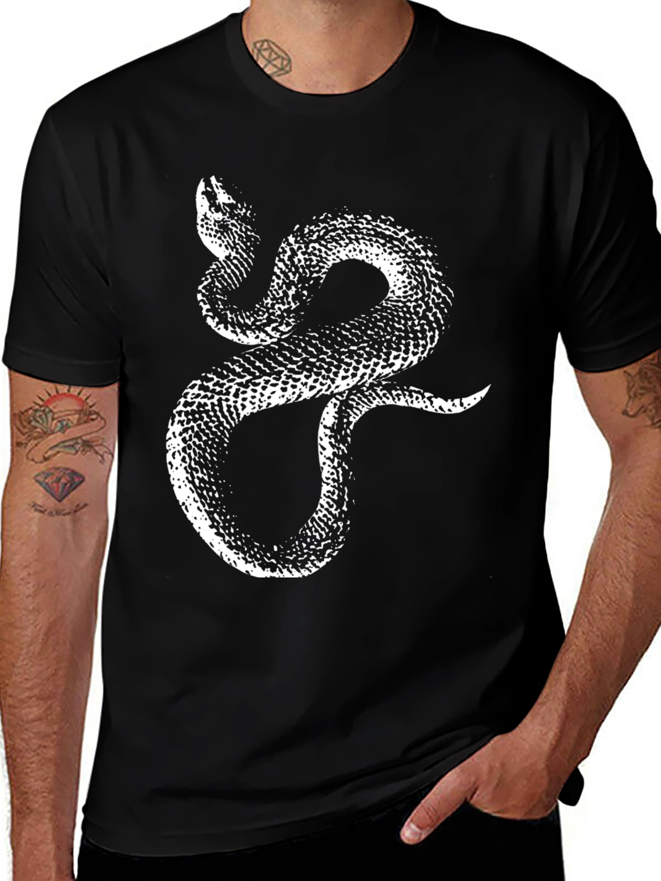 Variant 28 of Black T-Shirt with Snake Print