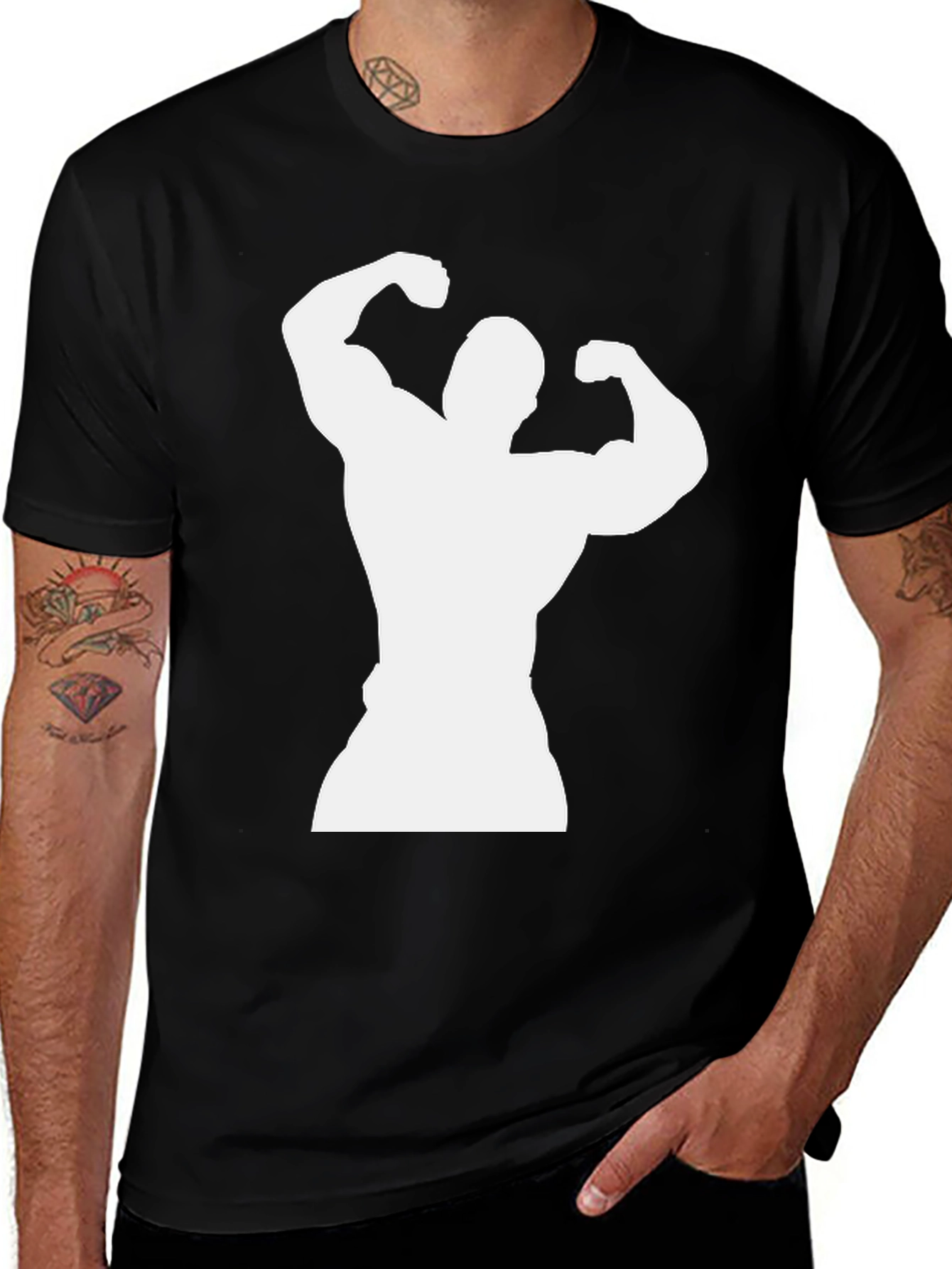 Variant 14 of Bodybuilder Silhouette Black T-Shirt