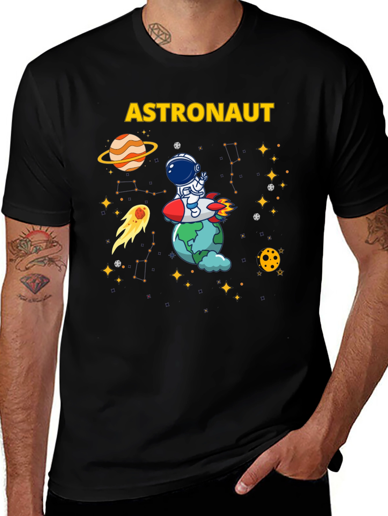 Variant 19 of Astronaut Cartoon Graphic Print T-Shirt