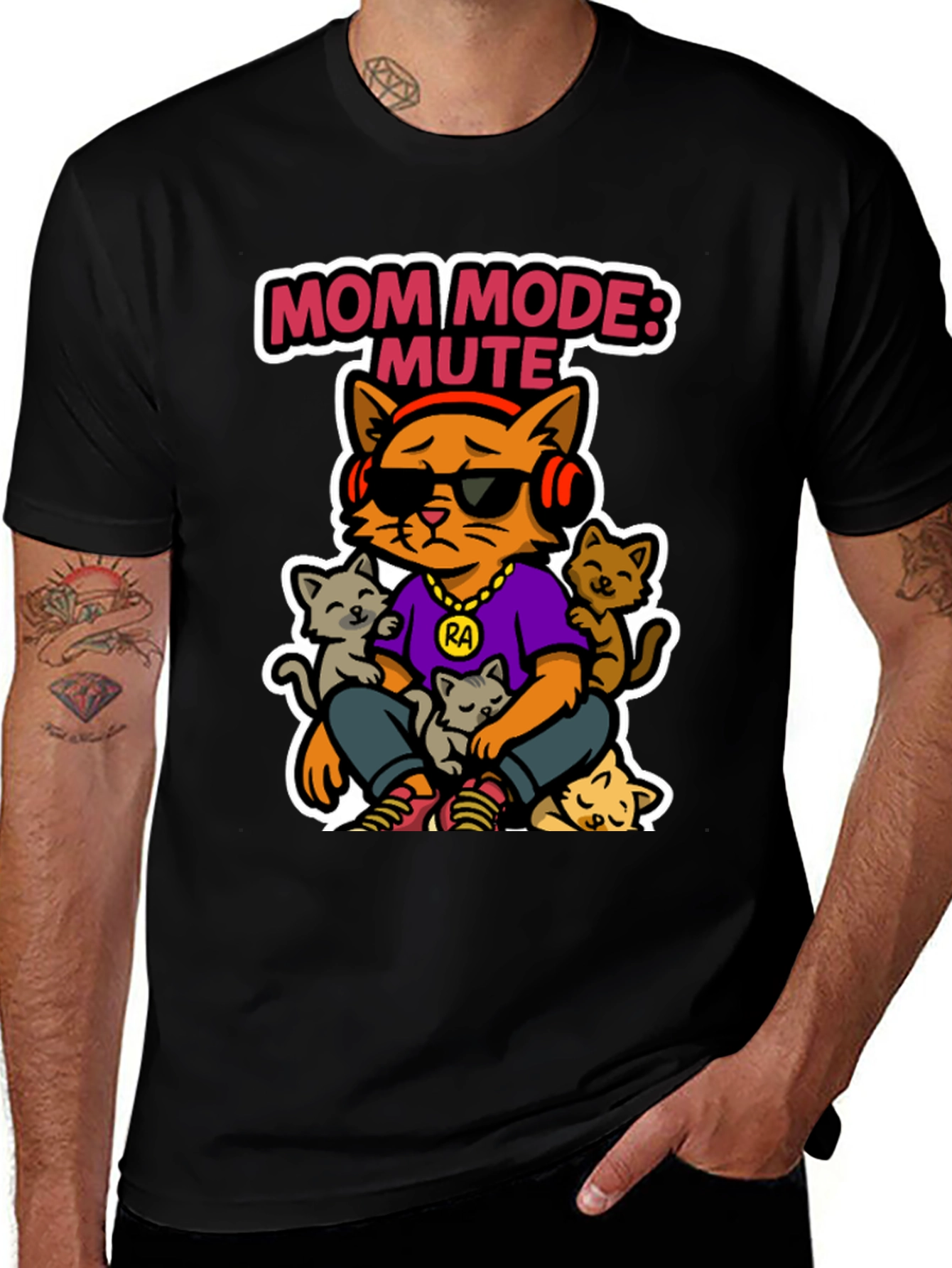 Variant 23 of Mom Mode: Mute Cat T-Shirt - Funny Graphic Tee